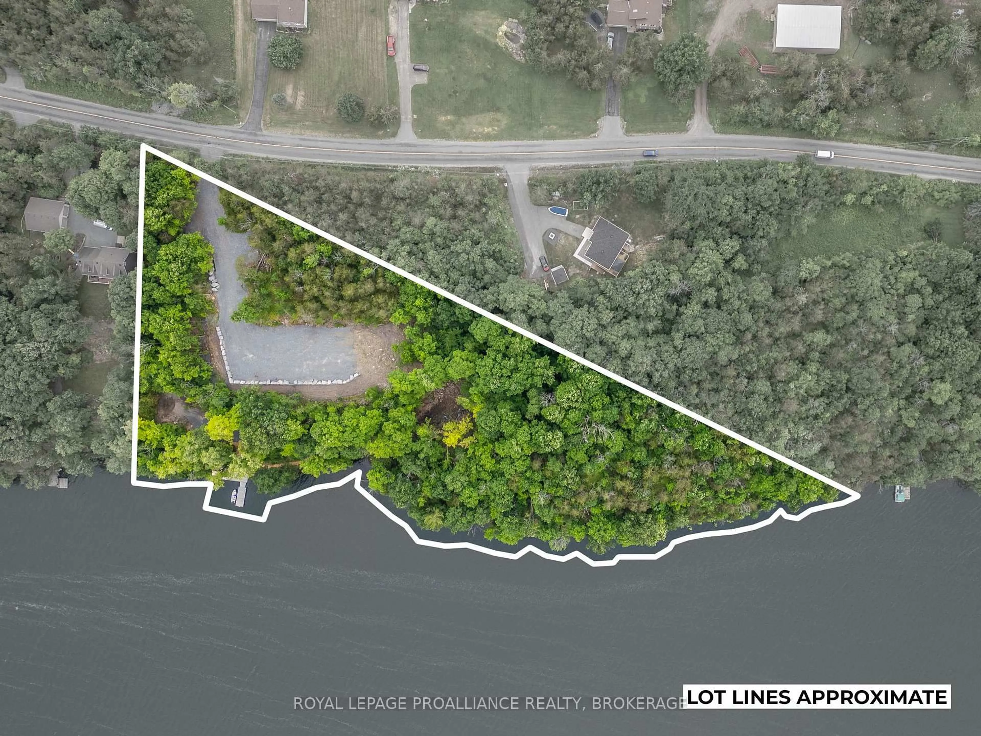 A pic from outside/outdoor area/front of a property/back of a property/a pic from drone, water/lake/river/ocean view for 4652 North Shore Rd, Perth Road Ontario K0H 2L0
