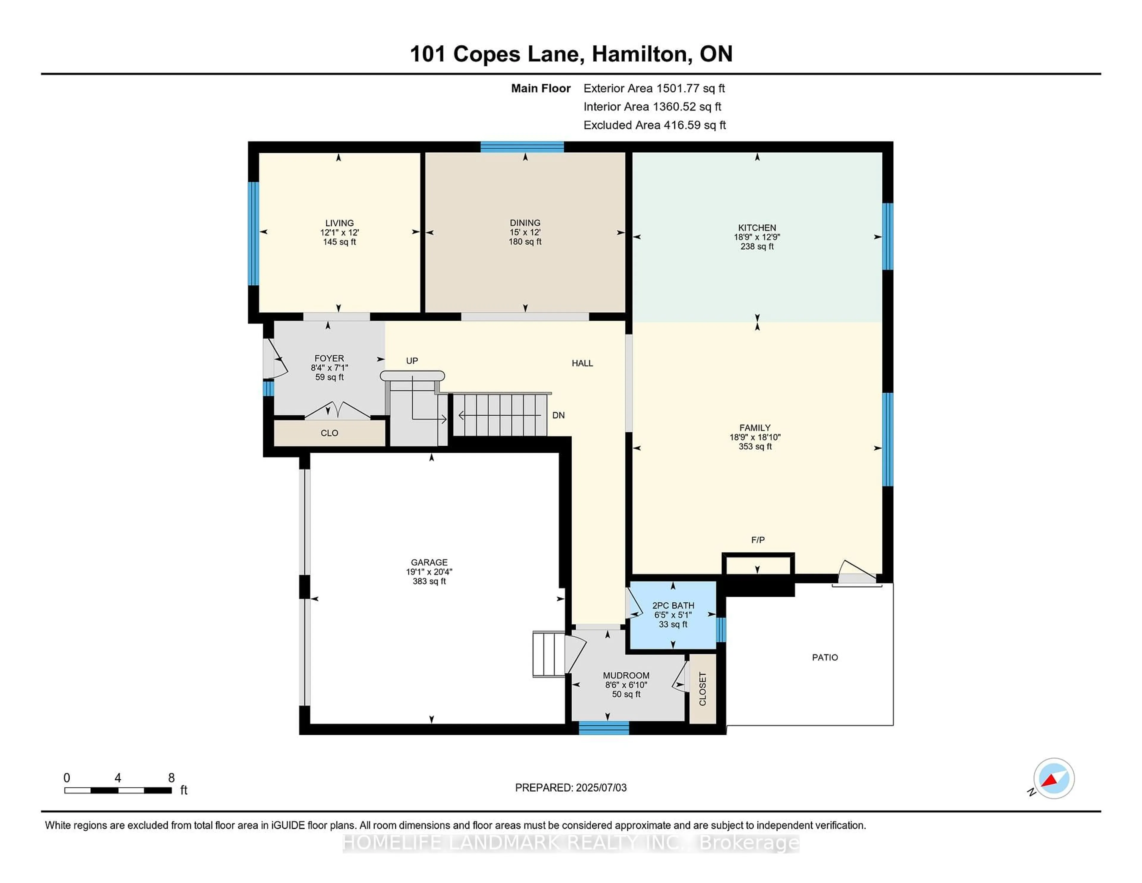 Floor plan for 101 Copes Lane, Hamilton Ontario L8E 0E8