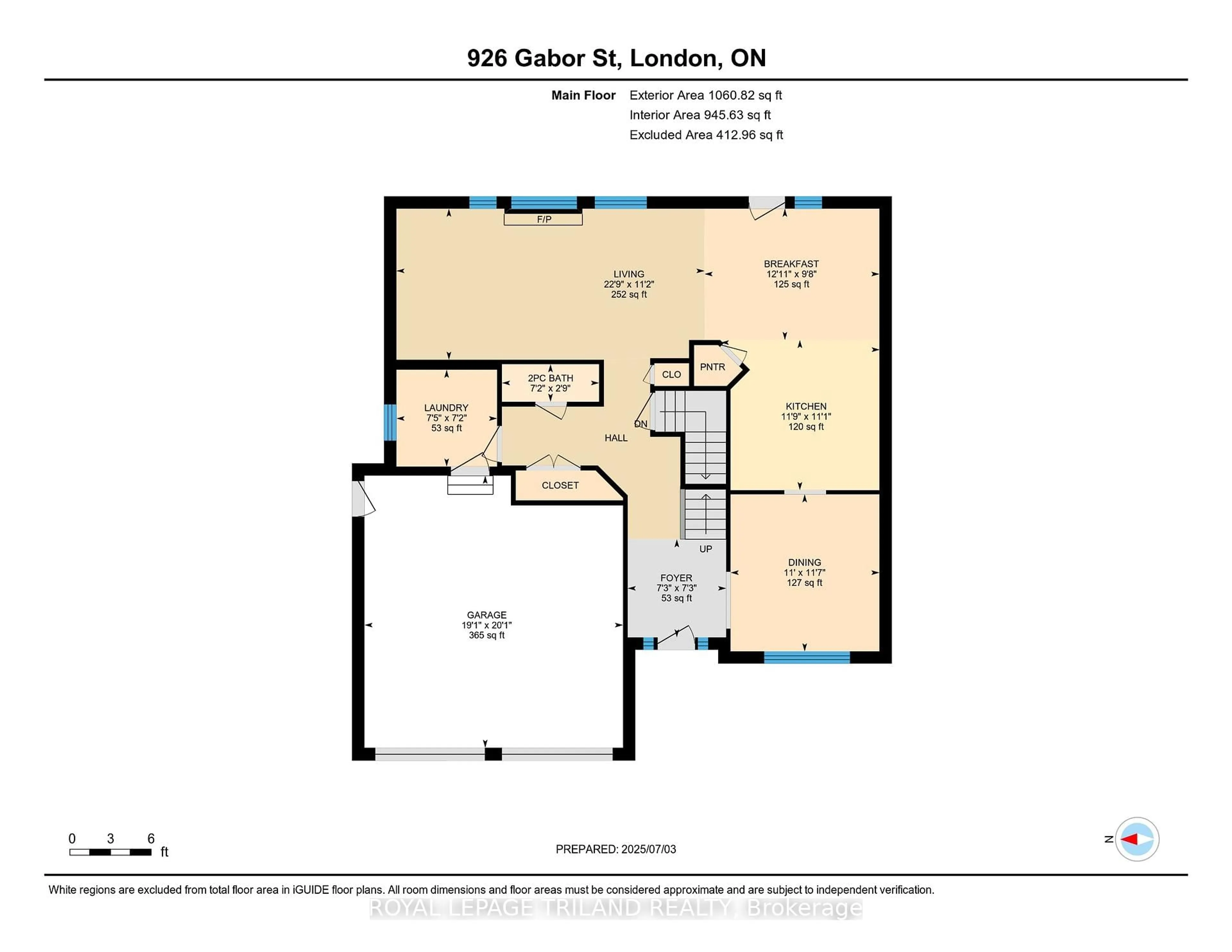 Floor plan for 926 Gabor St, London South Ontario N6K 4V6