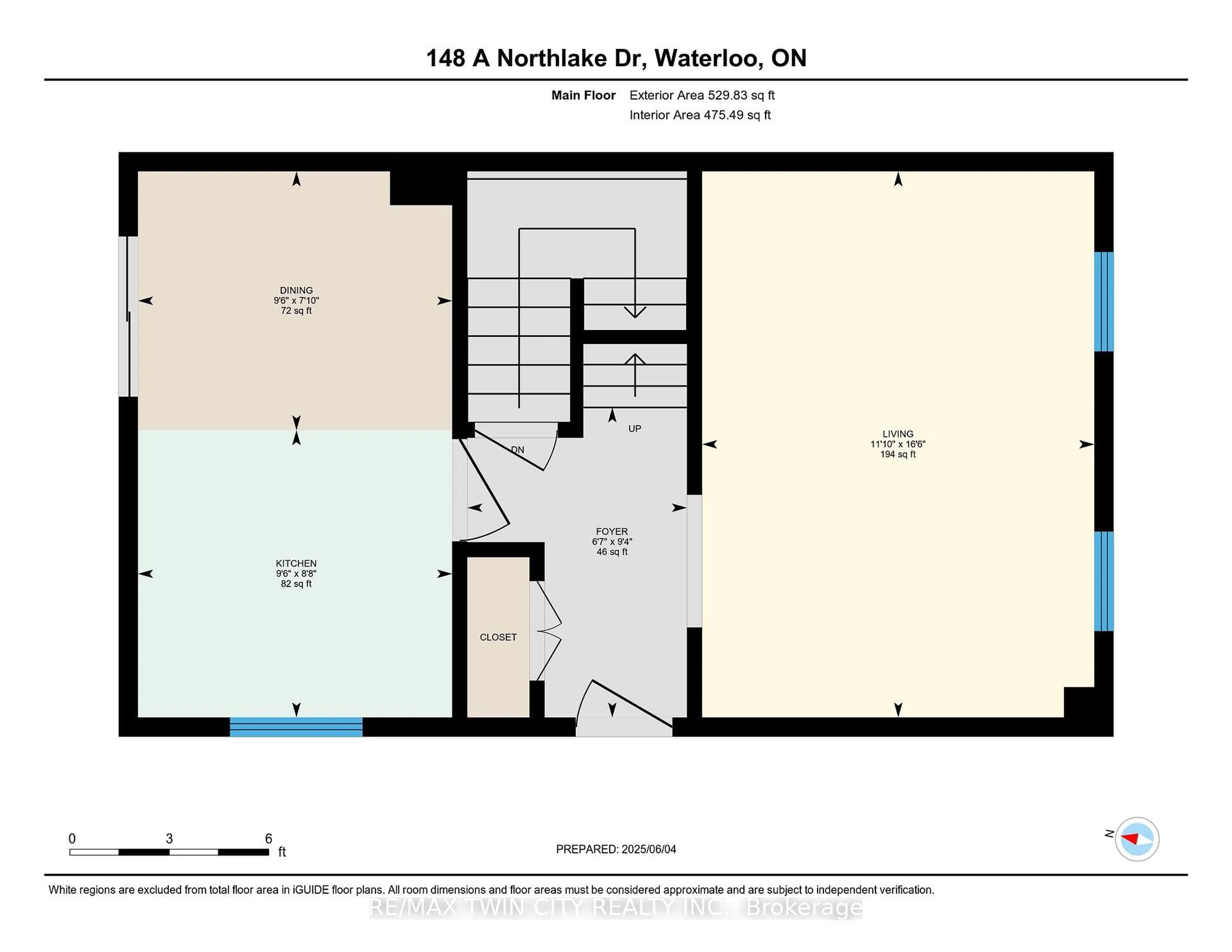 Floor plan for 148 NORTHLAKE Dr #A, Waterloo Ontario N2V 1H7