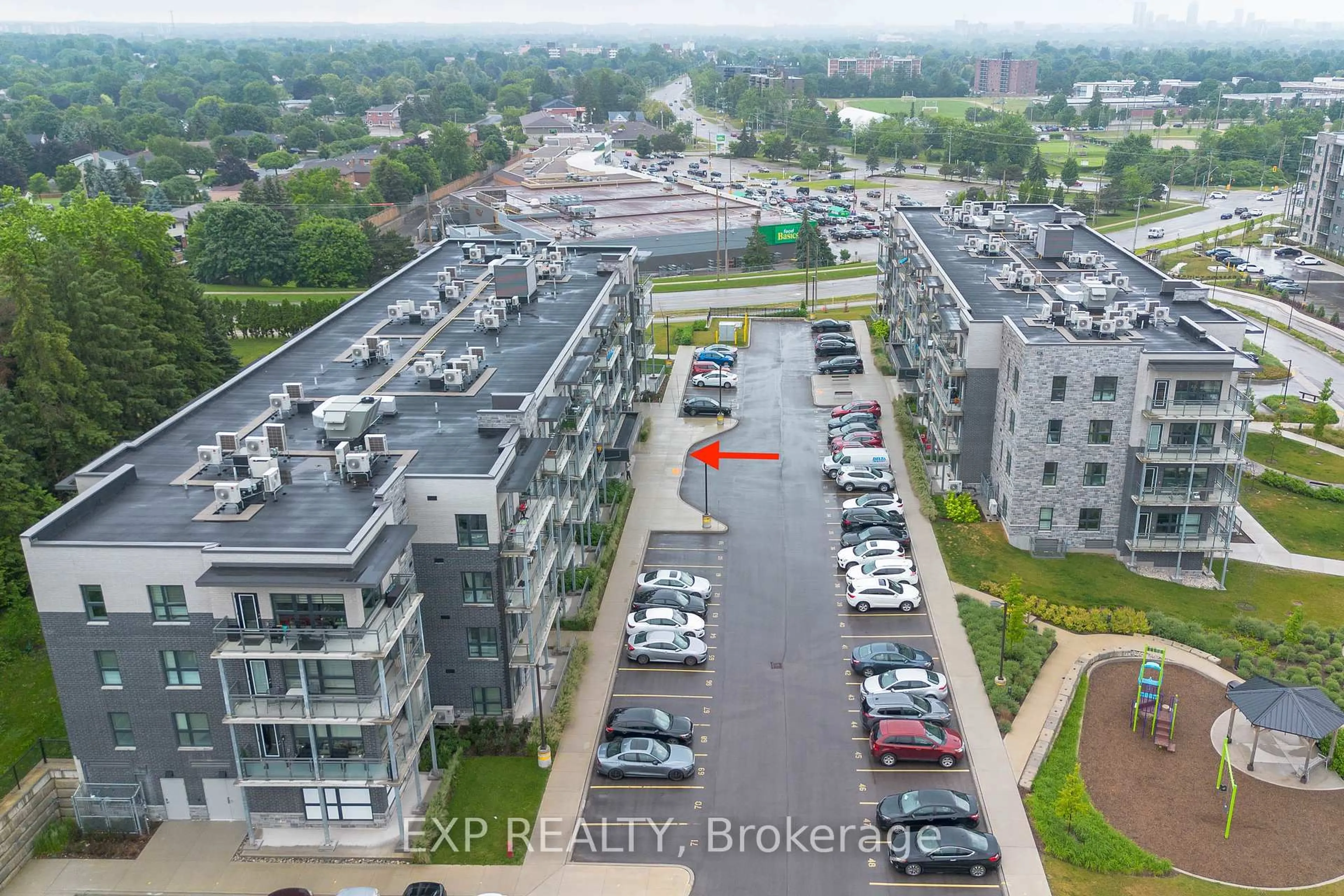 A pic from outside/outdoor area/front of a property/back of a property/a pic from drone, city buildings view from balcony for 1201 Lackner Pl #211, Kitchener Ontario N2A 0L4