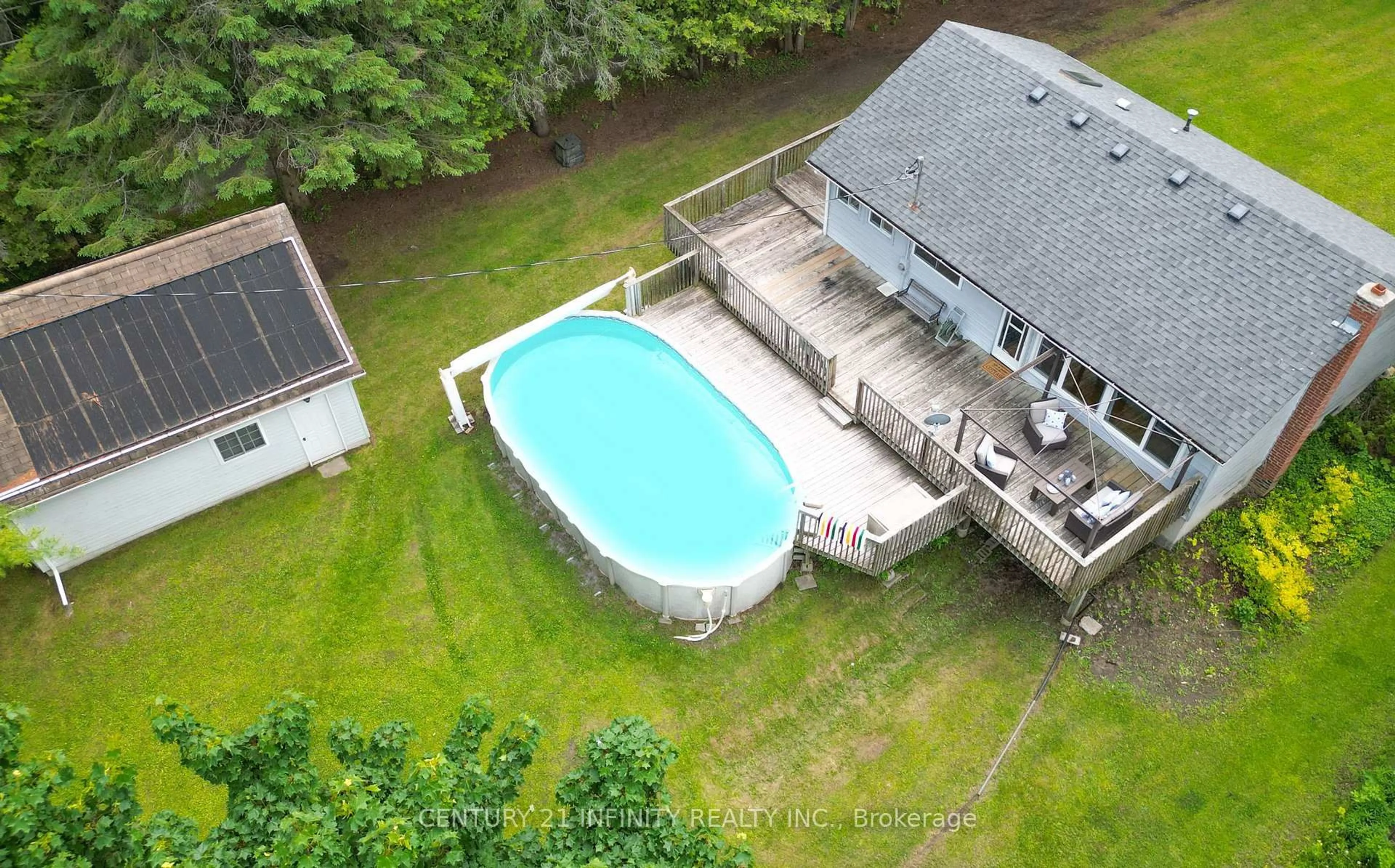A pic from outside/outdoor area/front of a property/back of a property/a pic from drone, water/lake/river/ocean view for 66 Cowans Cres, Kawartha Lakes Ontario K0L 2W0