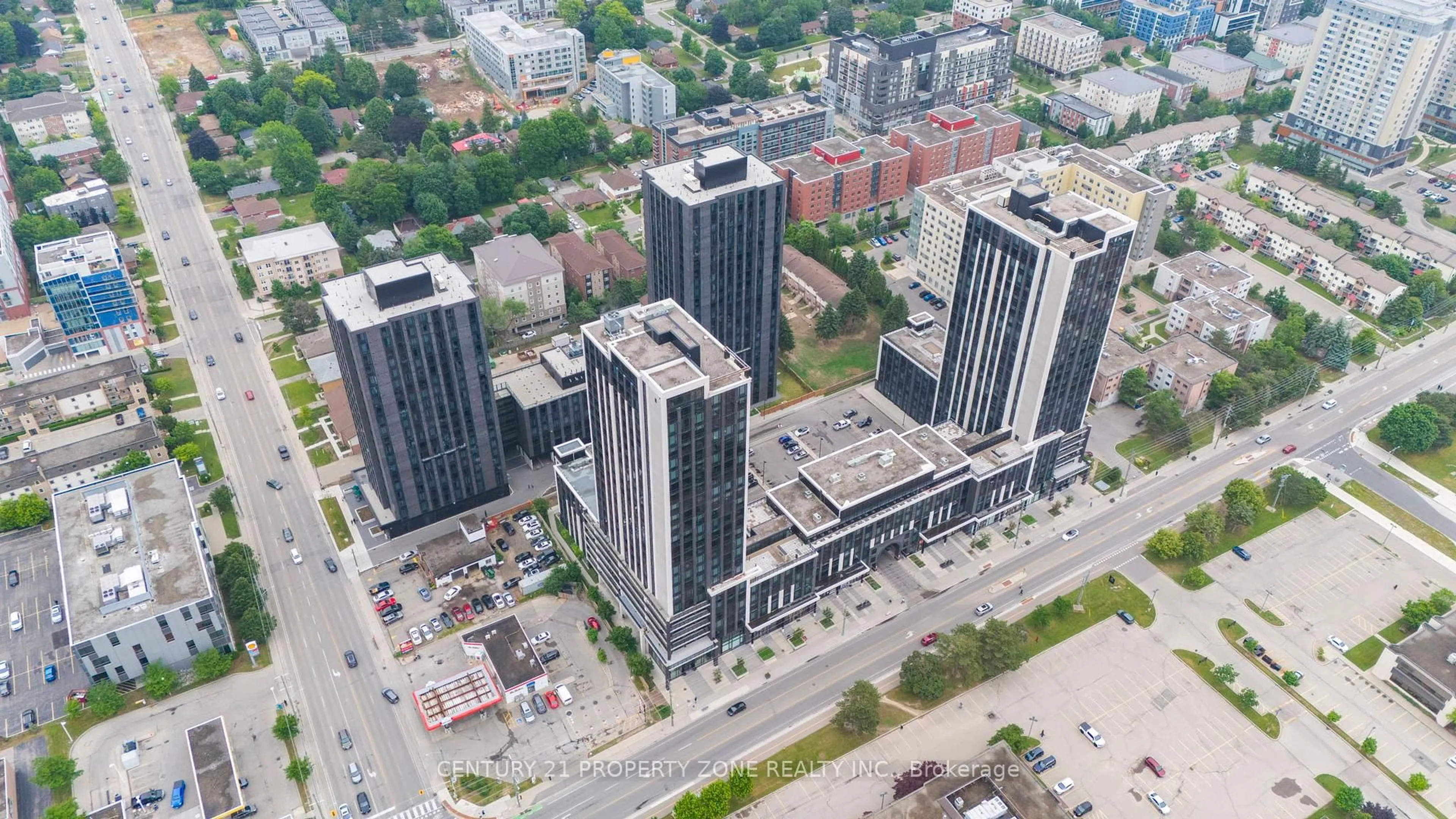 A pic from outside/outdoor area/front of a property/back of a property/a pic from drone, city buildings view from balcony for 145 Columbia St #2429, Waterloo Ontario N2L 0K7
