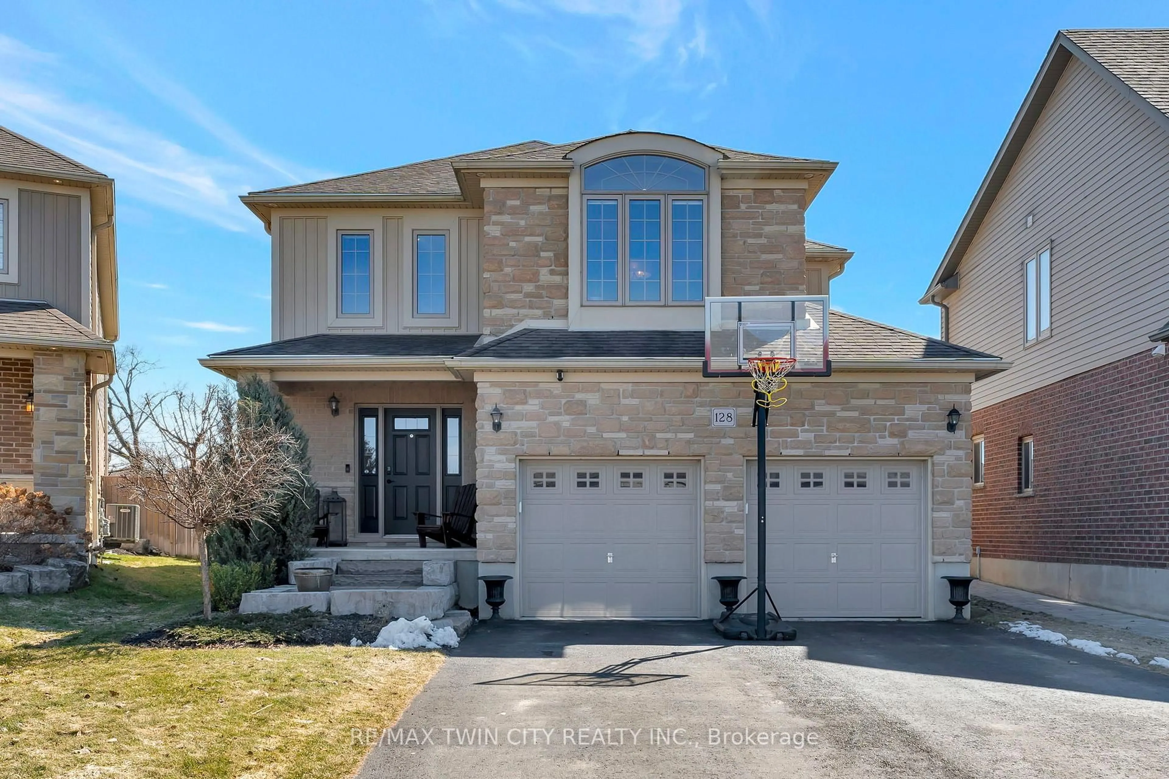 Home with brick exterior material, street for 128 Robert Simone Way, North Dumfries Ontario N0B 1E0