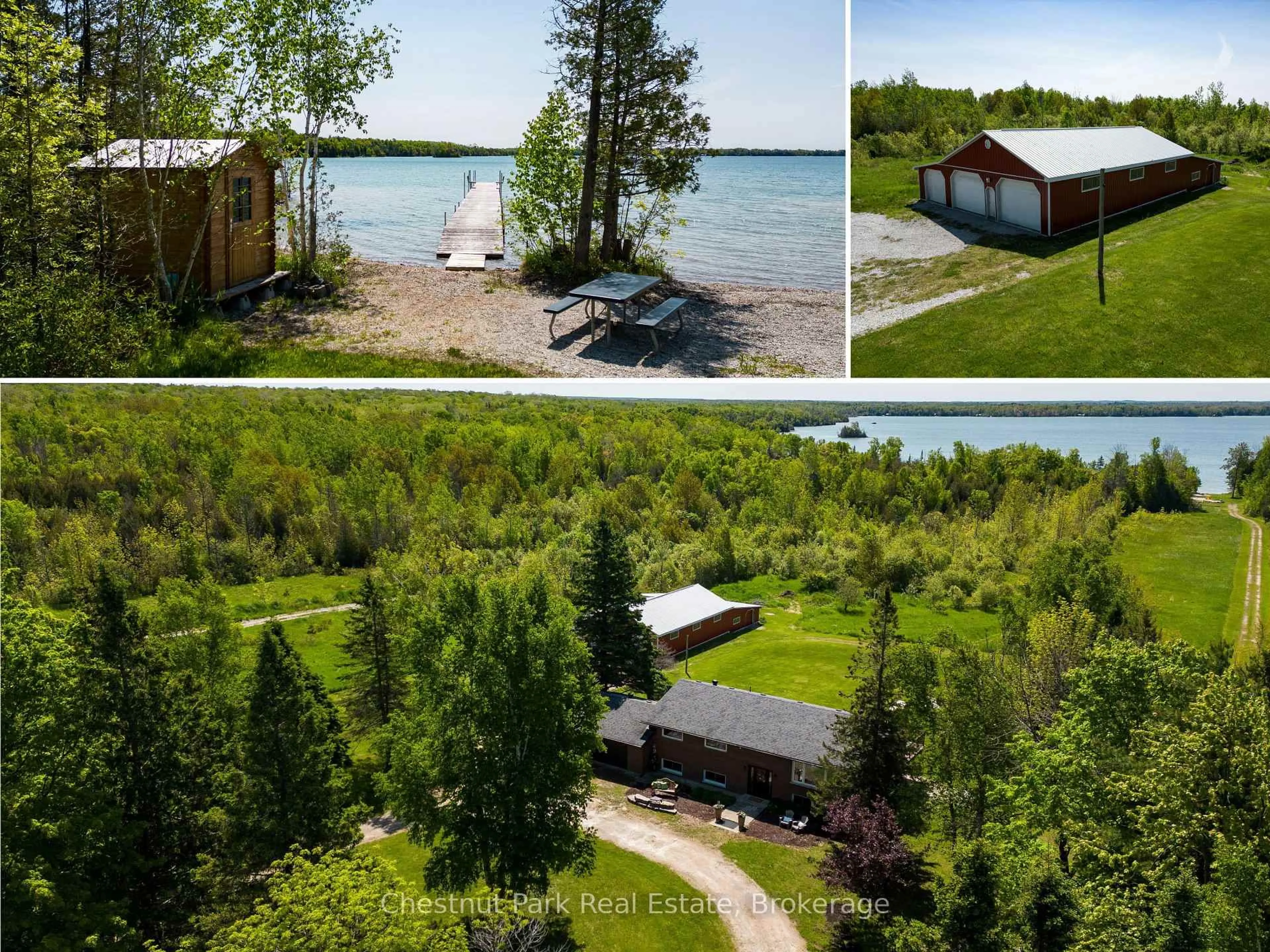A pic from outside/outdoor area/front of a property/back of a property/a pic from drone, water/lake/river/ocean view for 282 Mar Sdrd, South Bruce Peninsula Ontario N0H 2T0