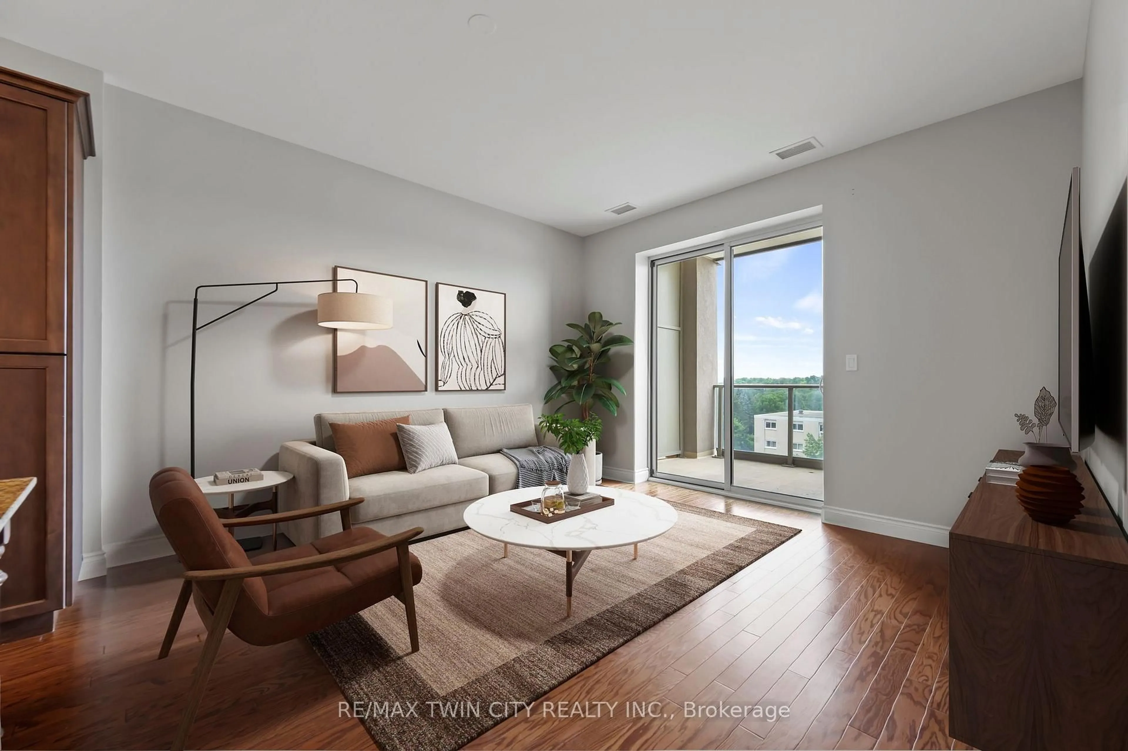 Living room with furniture, unknown for 223 Erb St #704, Waterloo Ontario N2L 0B3