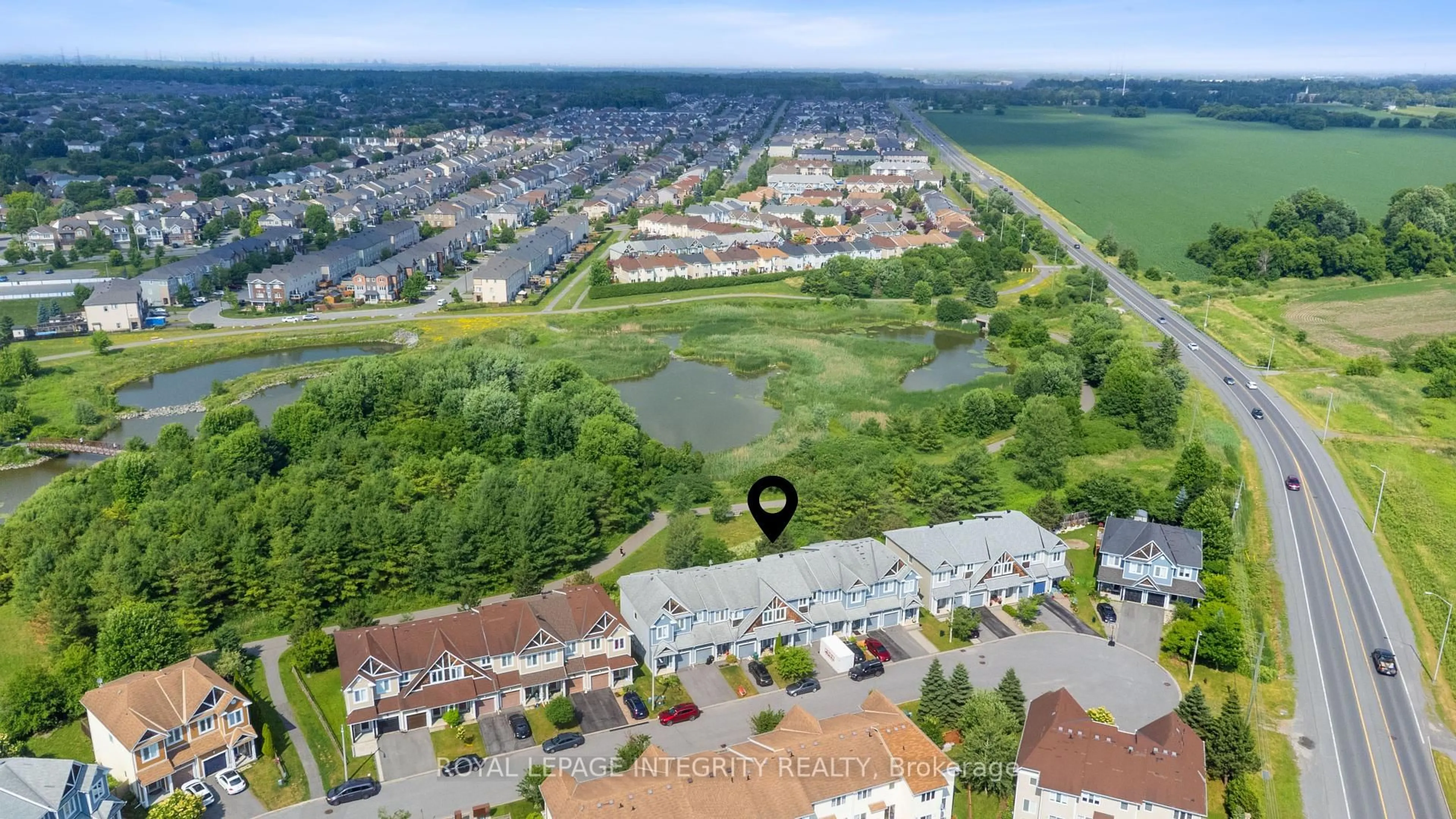 A pic from outside/outdoor area/front of a property/back of a property/a pic from drone, water/lake/river/ocean view for 258 Catamount Crt, Ottawa Ontario K2M 0A9