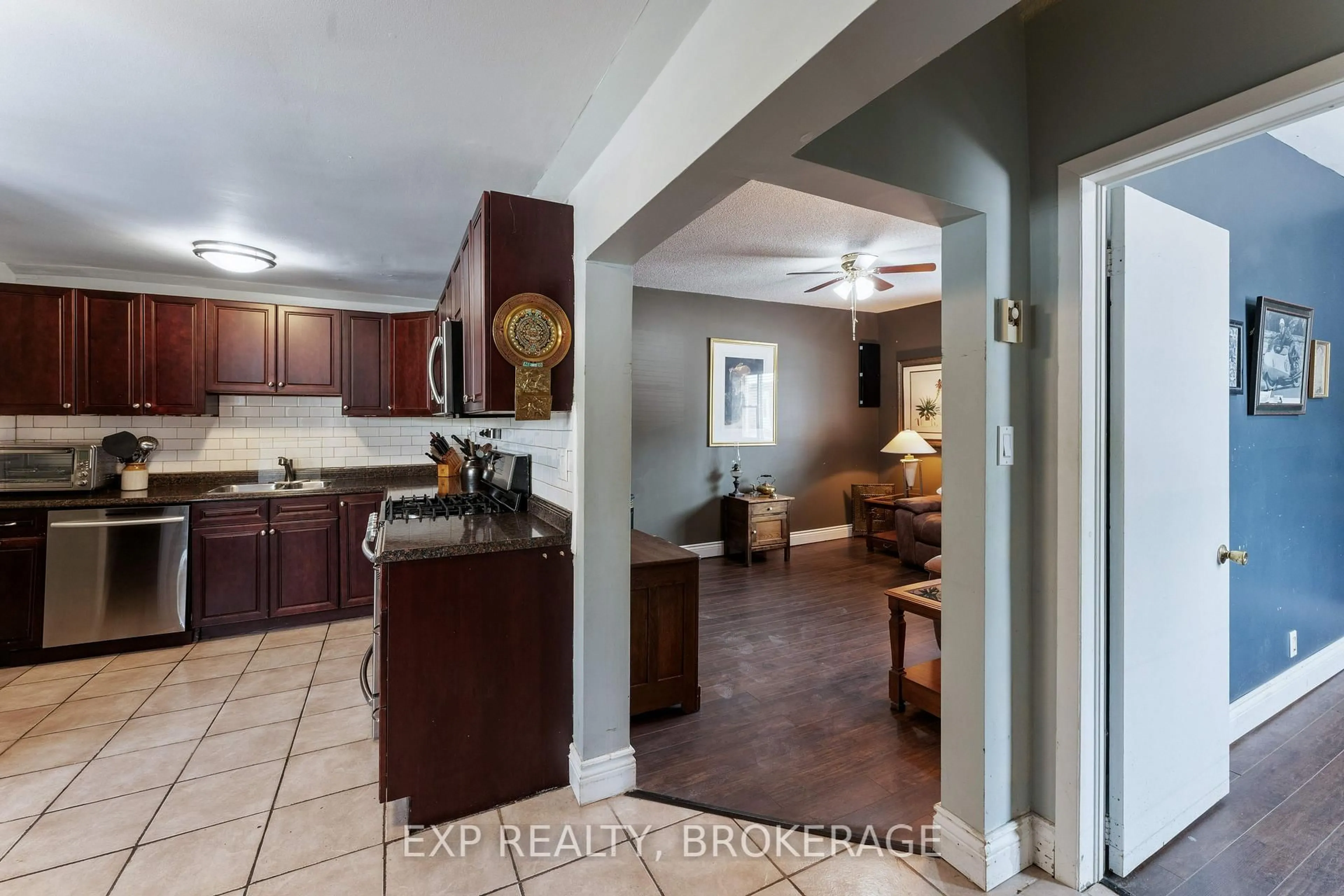 Open concept kitchen, ceramic/tile floor for 90 Main St, Battersea Ontario K0H 1H0