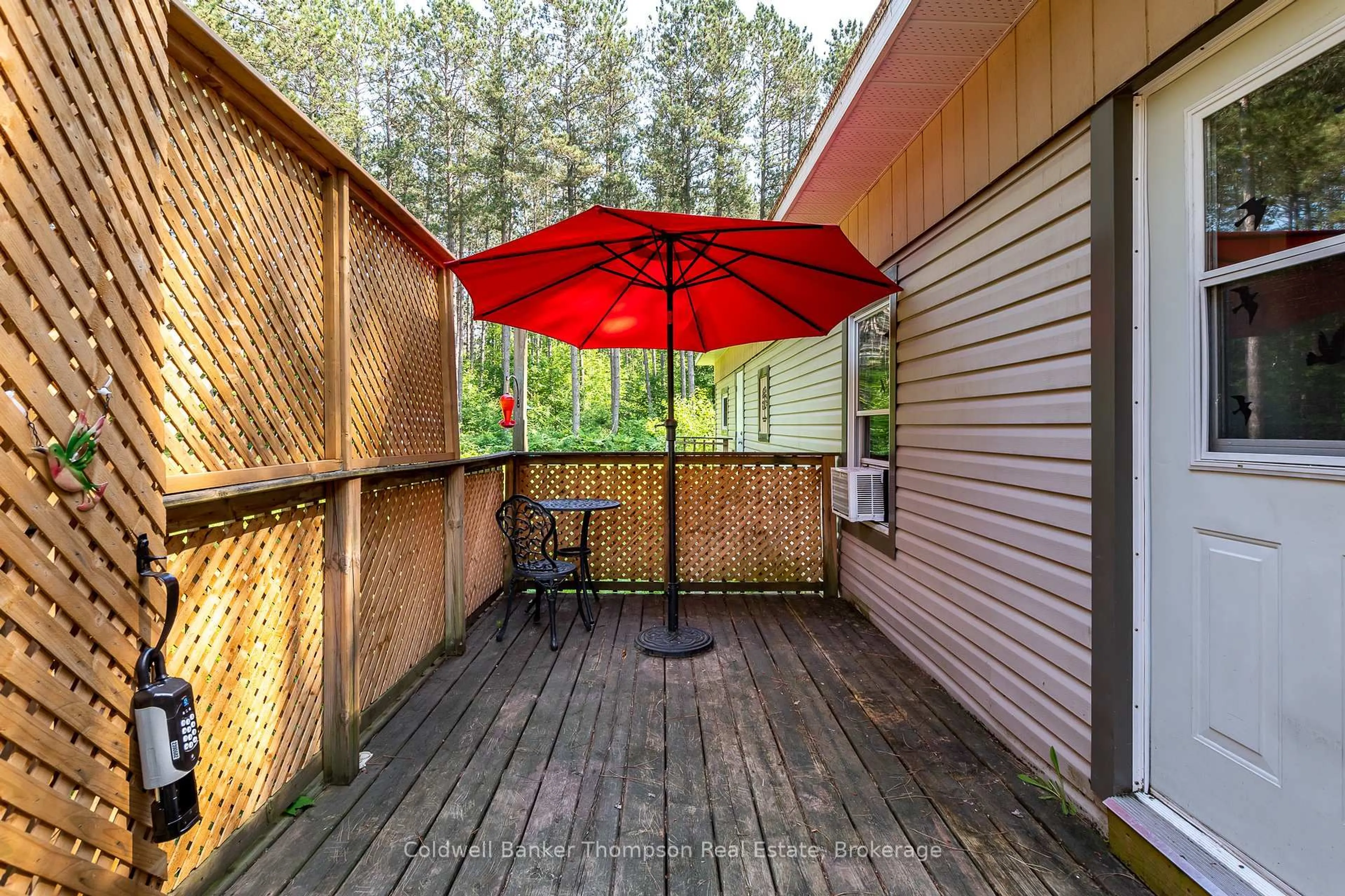 Patio, forest/trees view for 24 Buck Ave, Huntsville Ontario P1H 2J2