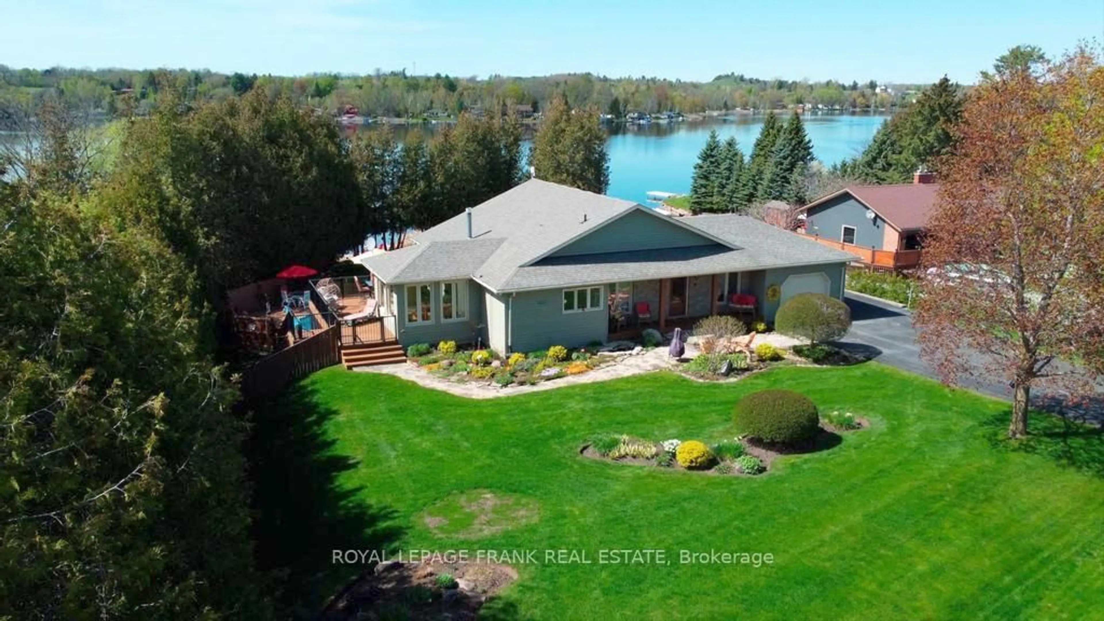 A pic from outside/outdoor area/front of a property/back of a property/a pic from drone, water/lake/river/ocean view for 36 Southshore Rd, Kawartha Lakes Ontario K0L 2W0
