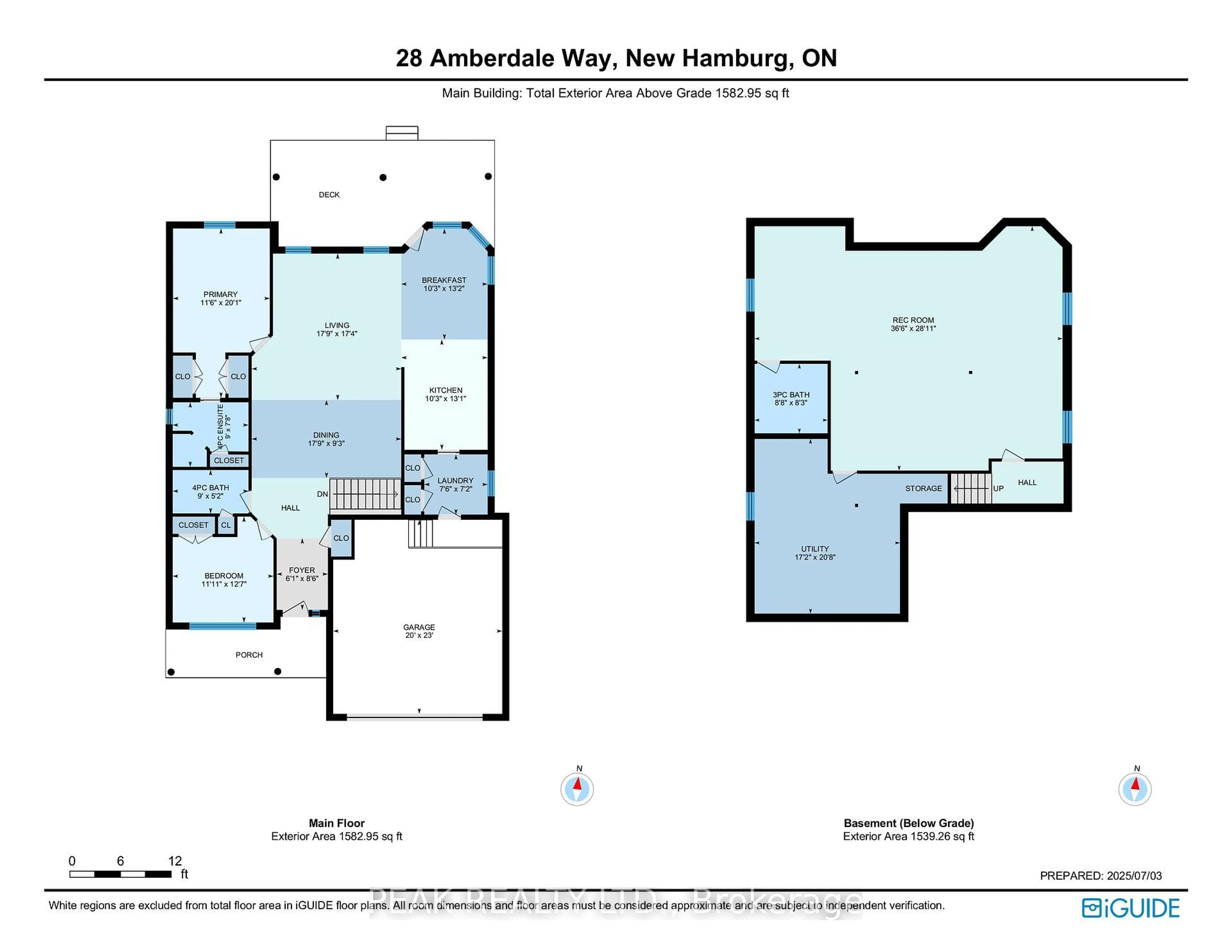 Floor plan for 28 Amberdale Way, Wilmot Ontario N3A 0C1