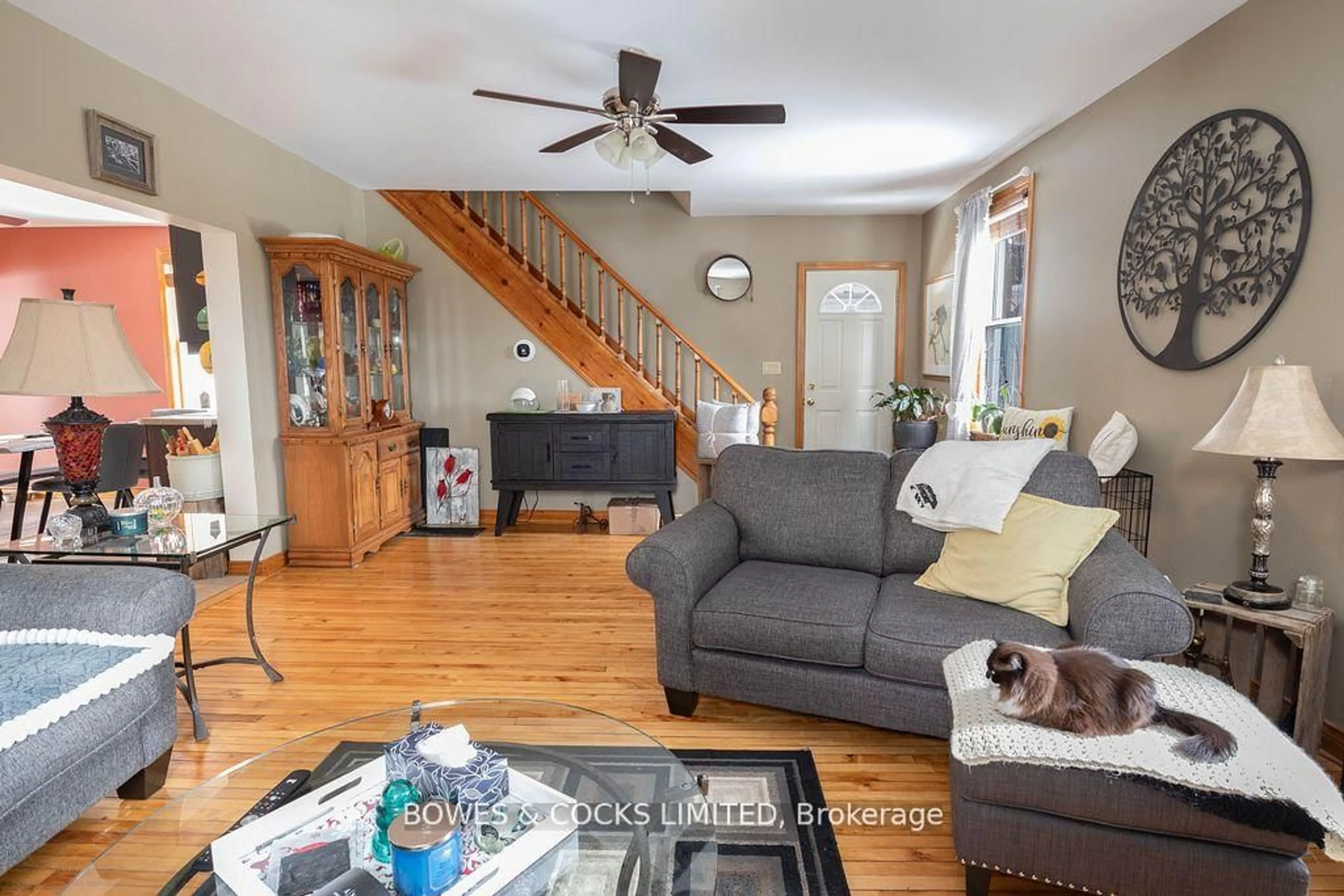 Living room with furniture, wood/laminate floor for 5635 HIGHWAY 620, Coe Hill Ontario K0L 1P0