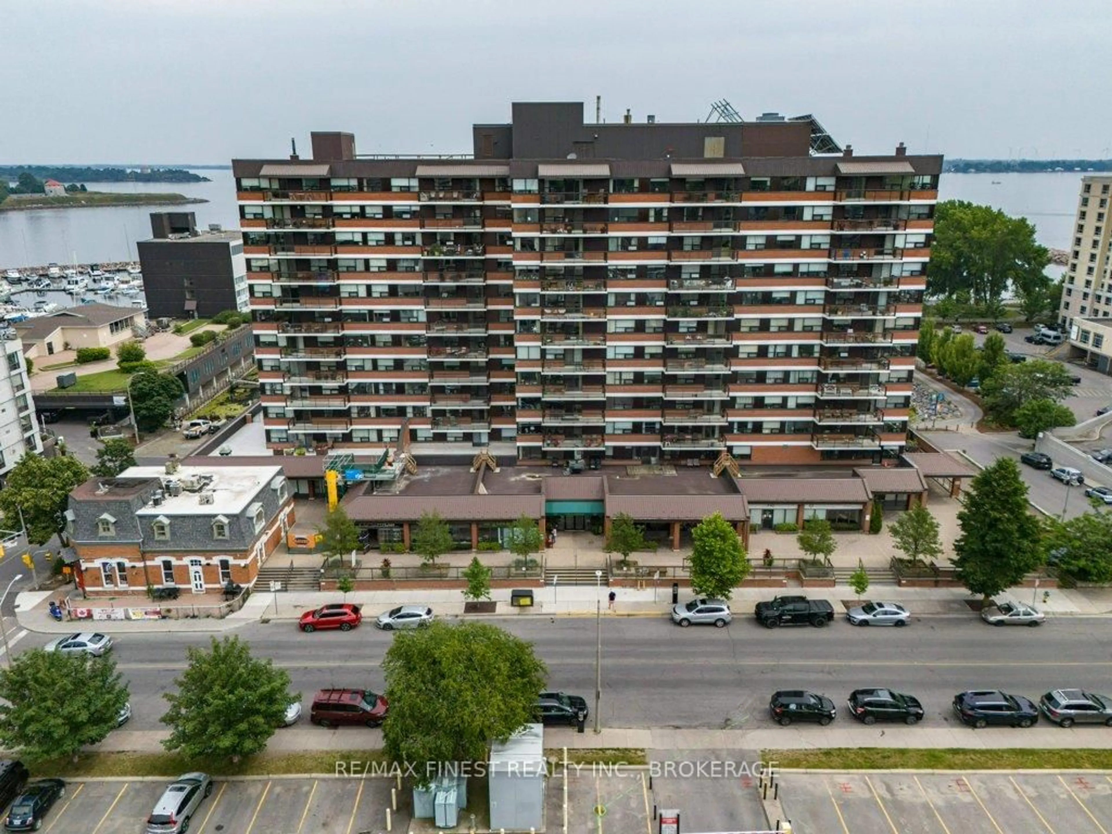 A pic from outside/outdoor area/front of a property/back of a property/a pic from drone, city buildings view from balcony for 165 Ontario St #507, Kingston Ontario K7L 2Y6