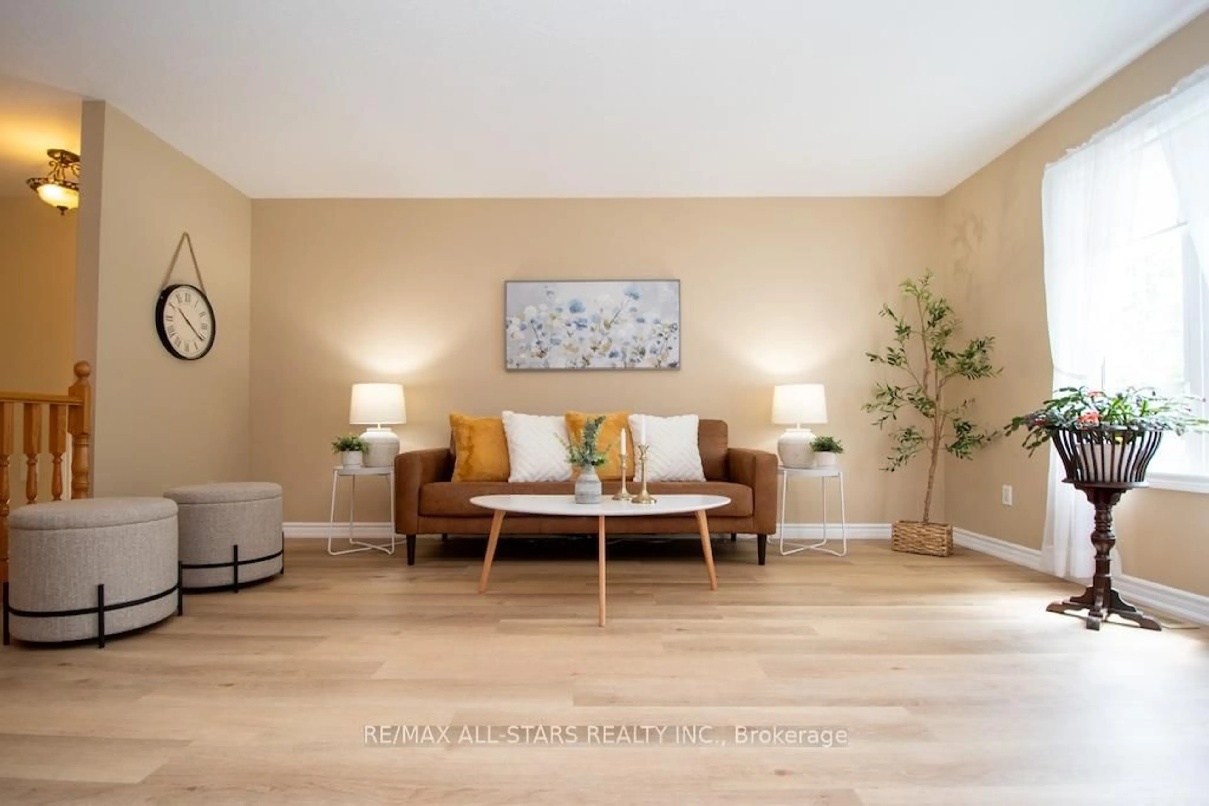 Living room with furniture, wood/laminate floor for 8 Trailway Lane, Kawartha Lakes Ontario K9V 6L3