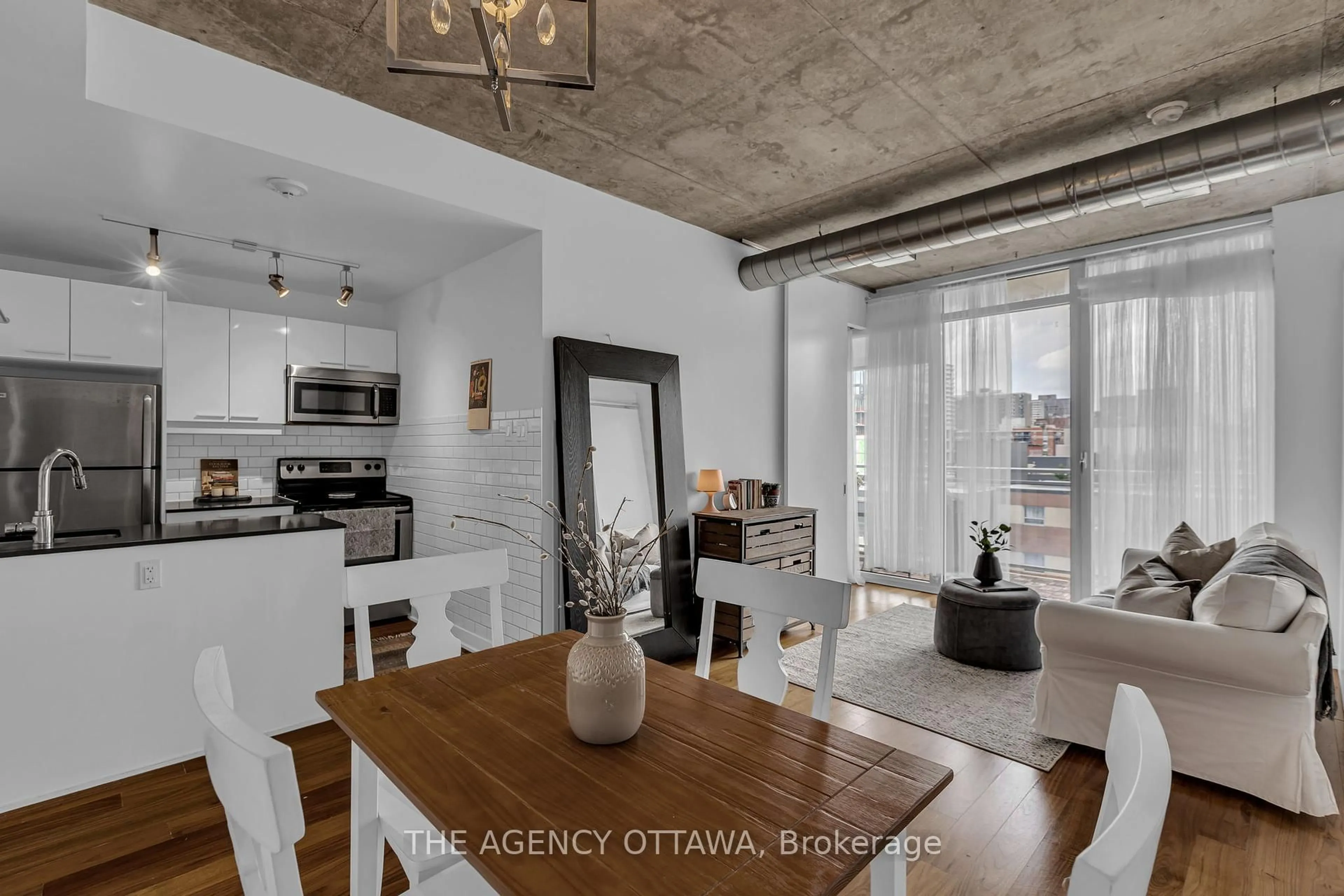 Open concept kitchen, cement floor for 354 GLADSTONE Ave #415, Ottawa Ontario K2P 0R4