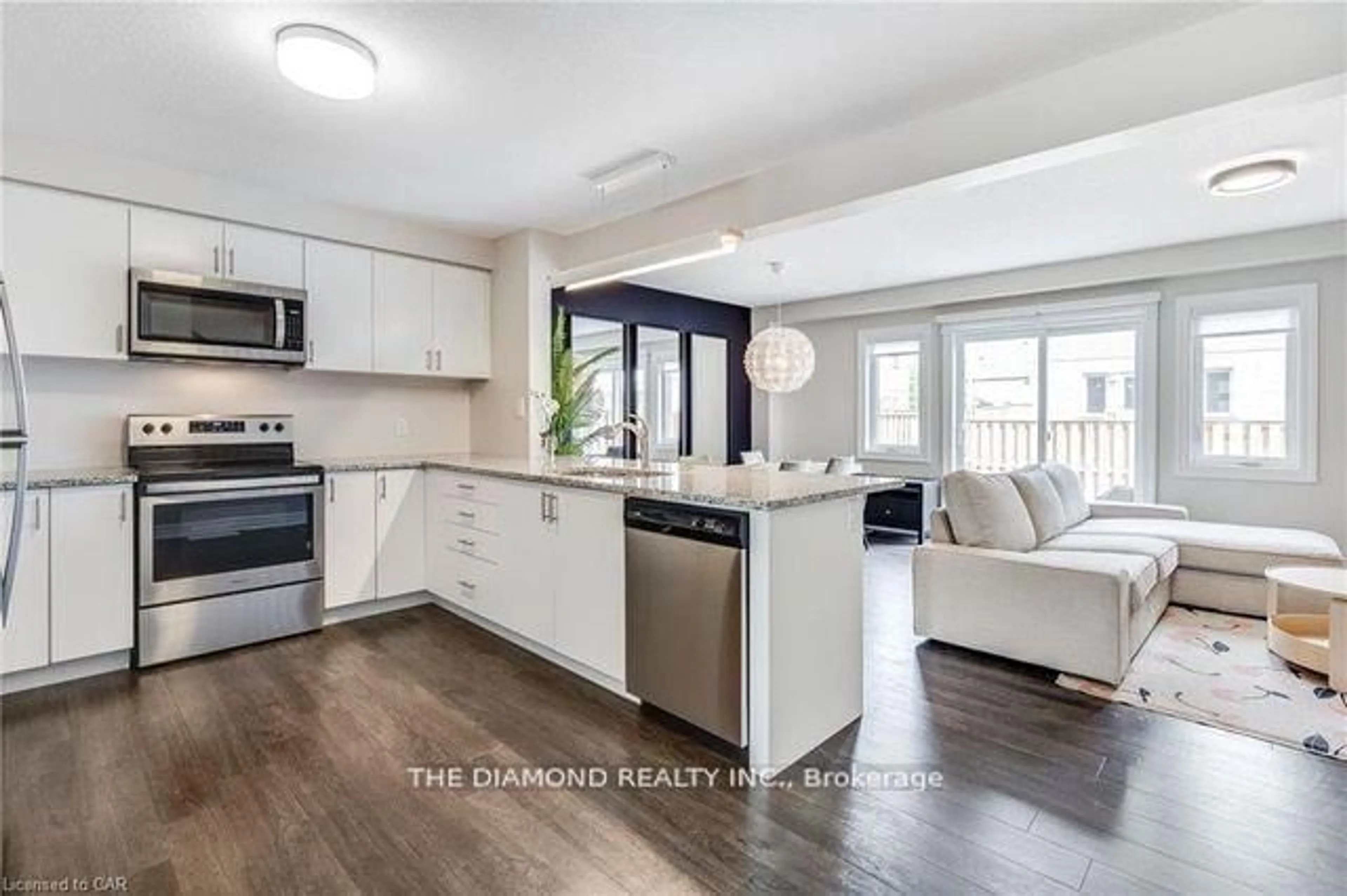 Open concept kitchen, ceramic/tile floor for 13 Nieson St, Cambridge Ontario N1R 0B9