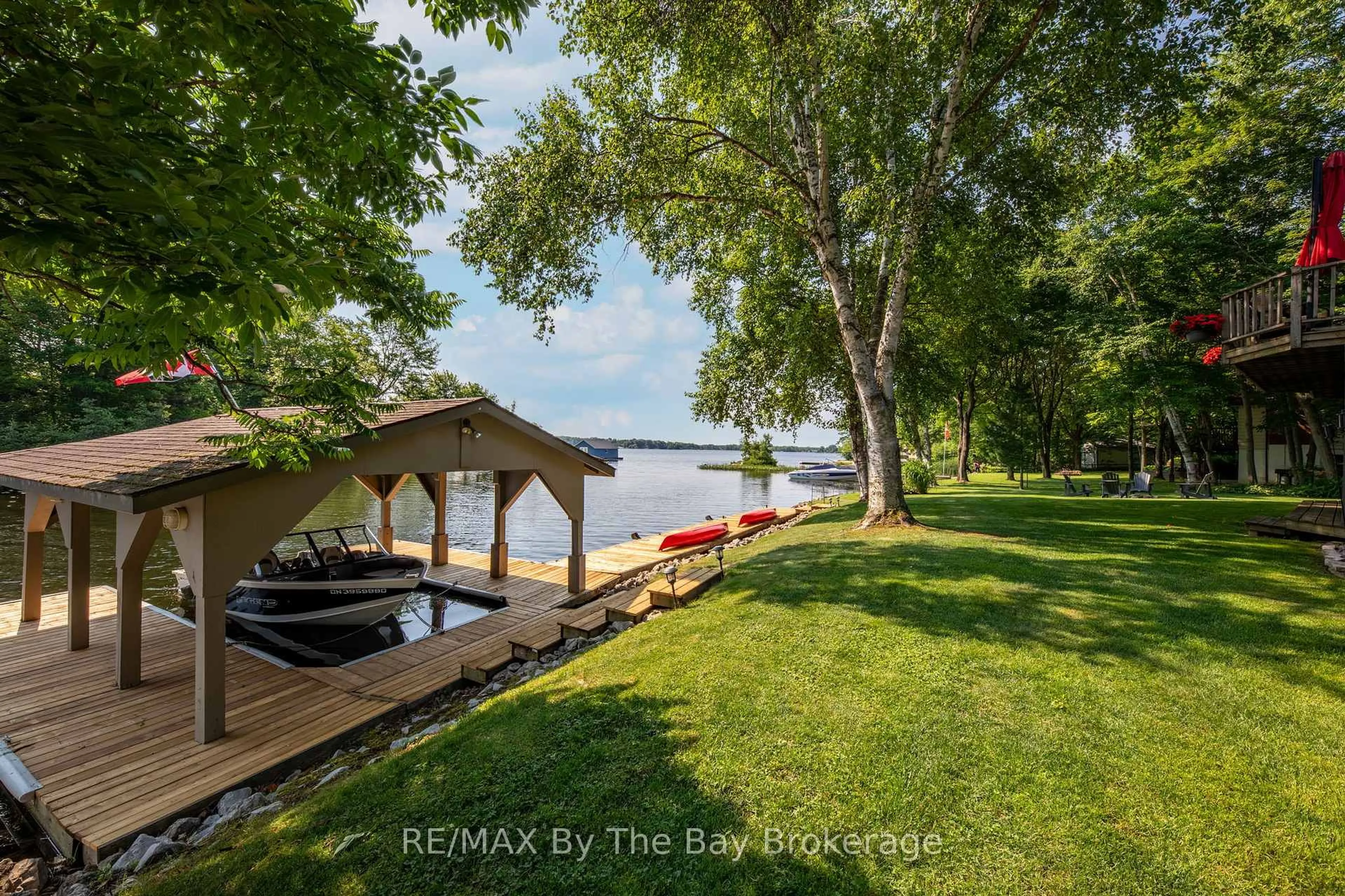 Patio, water/lake/river/ocean view for 25 HeathValley Tr, Georgian Bay Ontario L0K 1S0