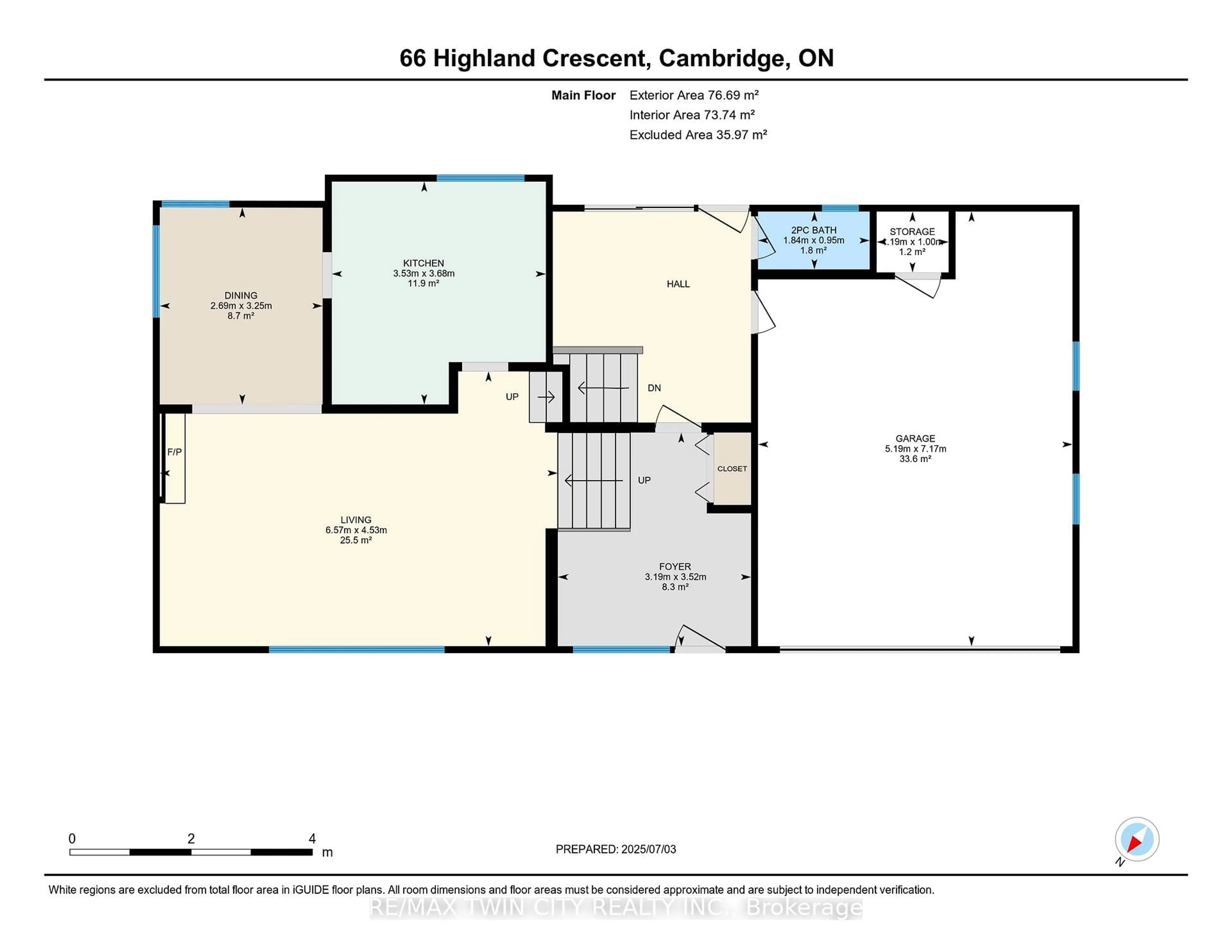 Floor plan for 66 Highland Cres, Cambridge Ontario N1S 1L9