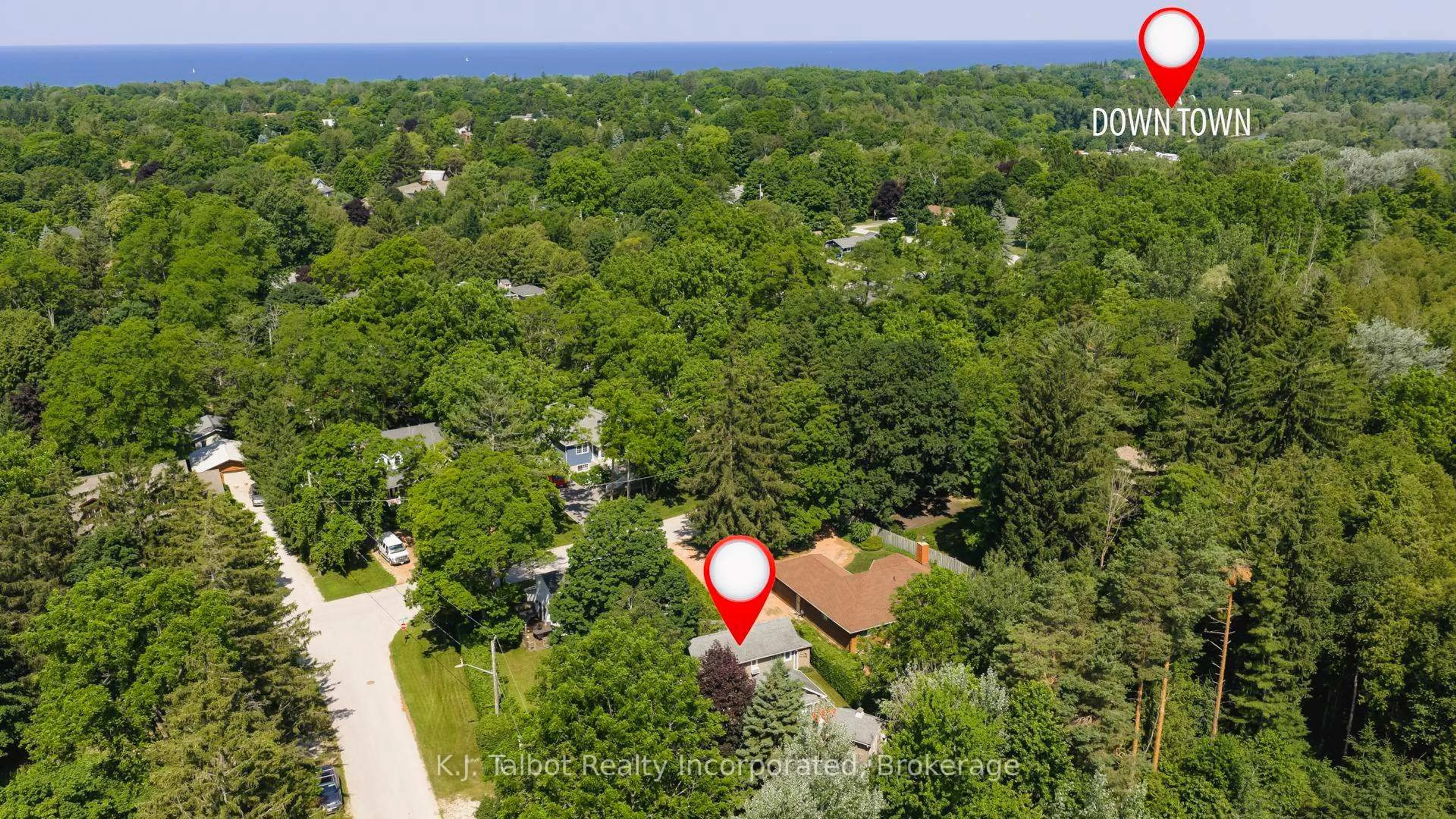 A pic from outside/outdoor area/front of a property/back of a property/a pic from drone, forest/trees view for 3 David St, Bluewater Ontario N0M 1G0