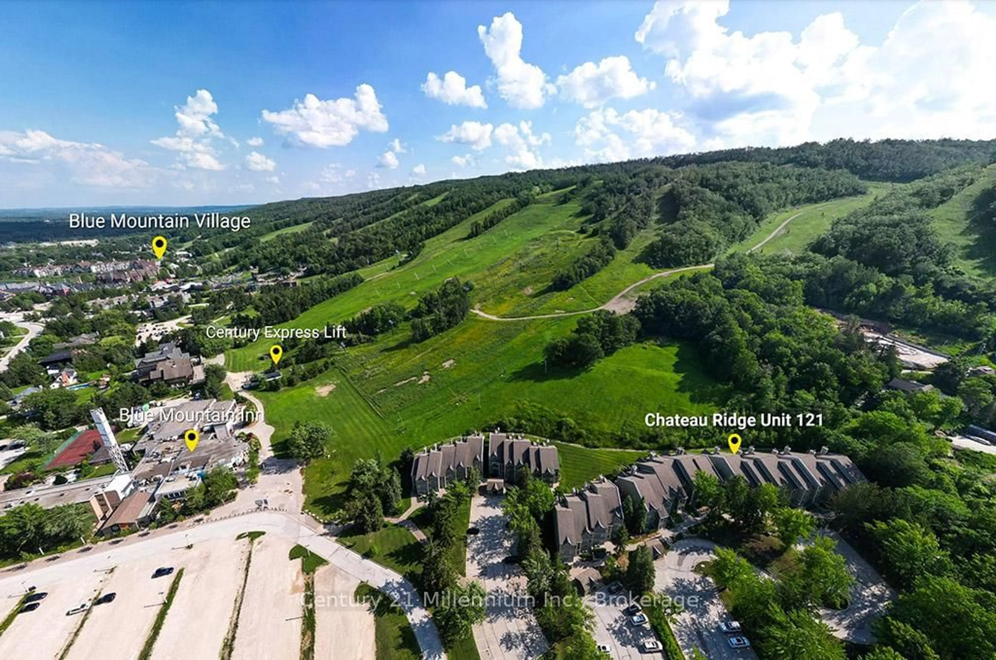 A pic from outside/outdoor area/front of a property/back of a property/a pic from drone, mountain view for 796404 Grey Road 19 #121, Blue Mountains Ontario L9Y 0N8