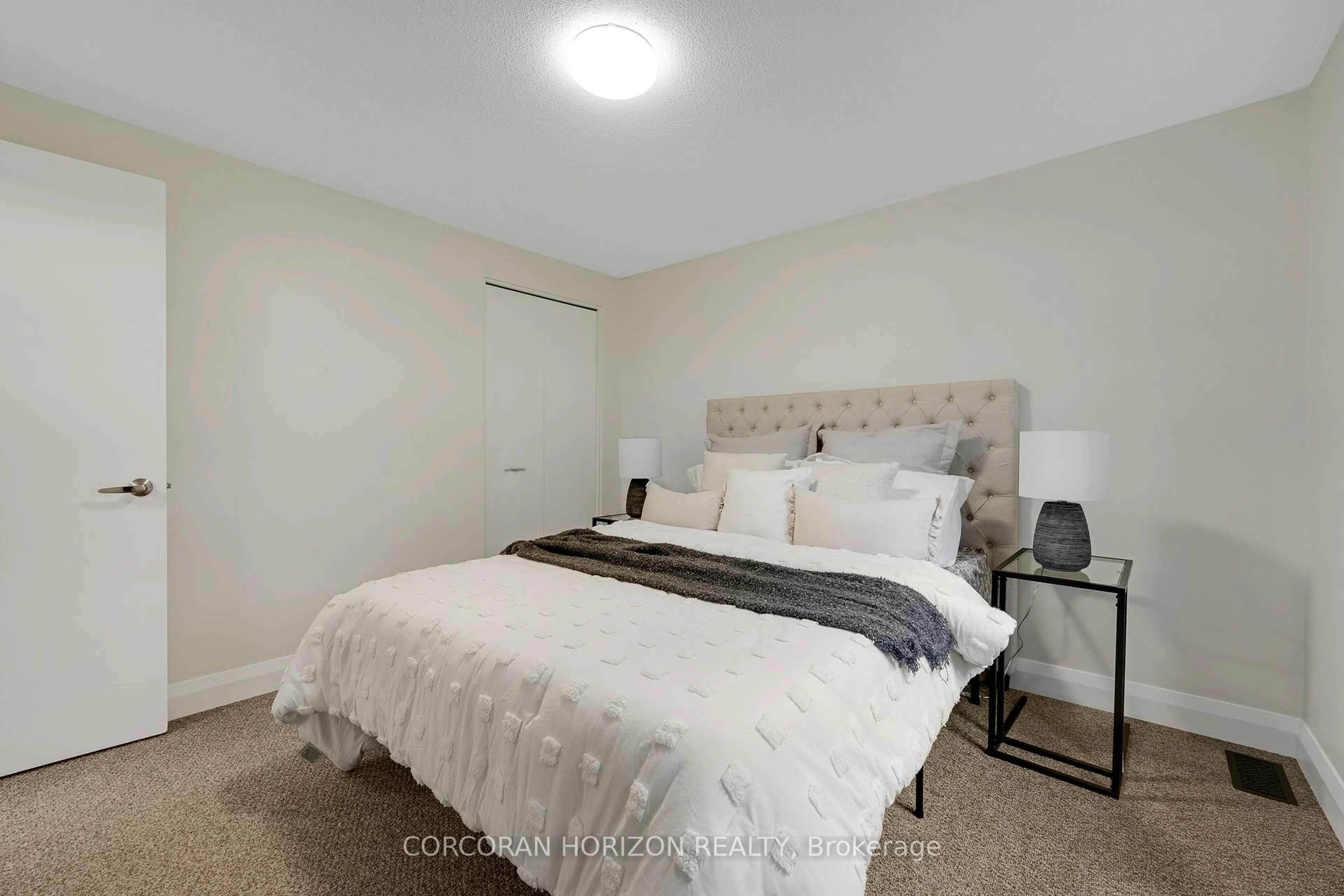 Bedroom with bed, carpet floor for 476 Kingscourt Dr #13, Waterloo Ontario N2K 3R3