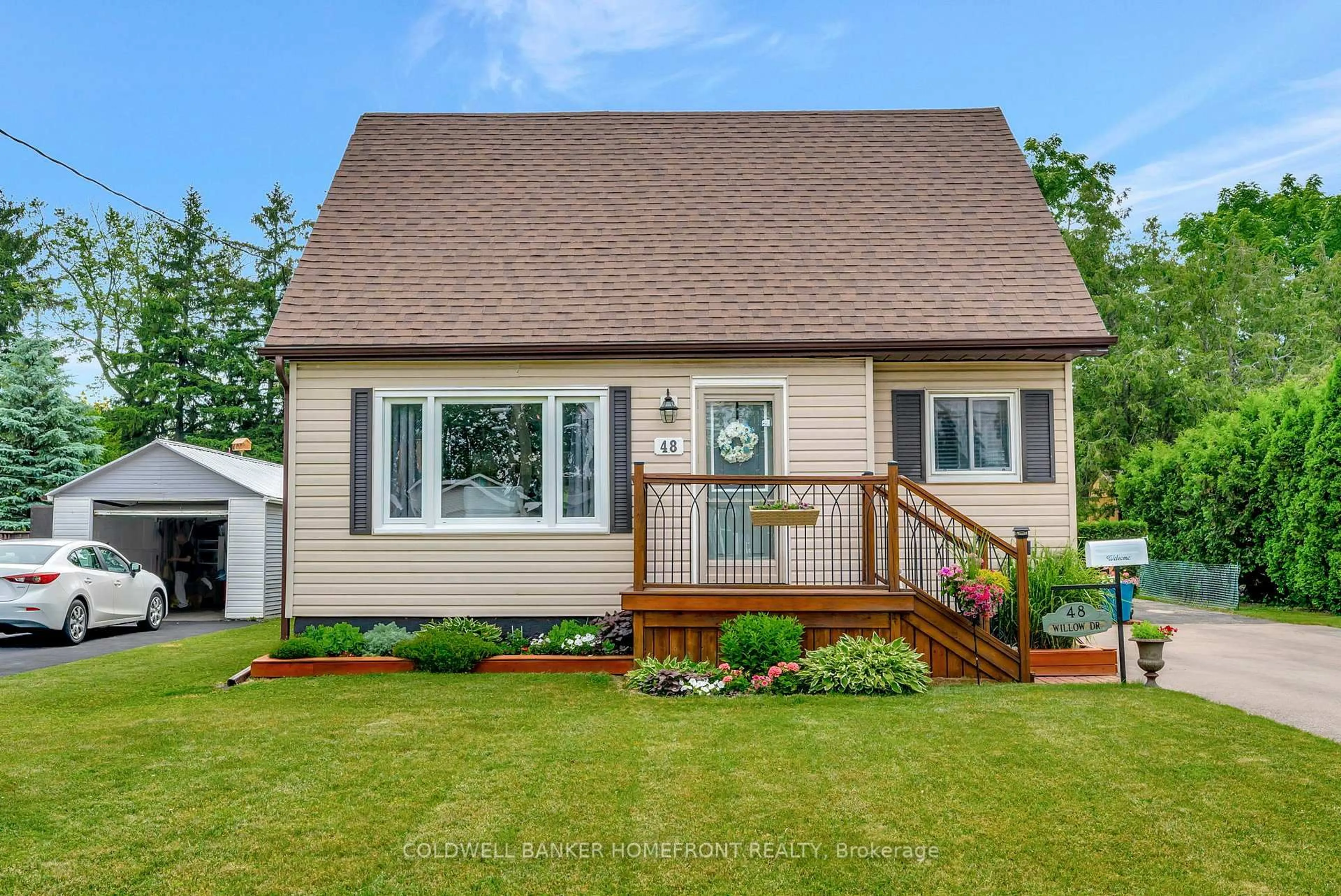 Home with vinyl exterior material, street for 48 Willow Dr, Brantford Ontario N3R 2W4