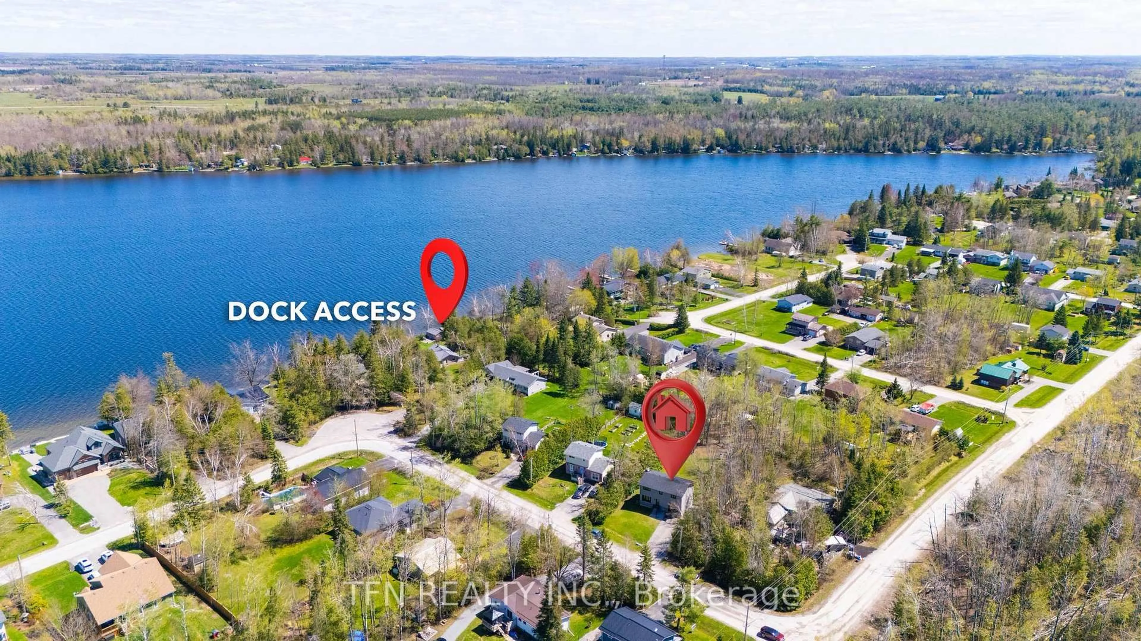 A pic from outside/outdoor area/front of a property/back of a property/a pic from drone, water/lake/river/ocean view for 4 Pinewood Blvd, Kawartha Lakes Ontario K0M 2T0