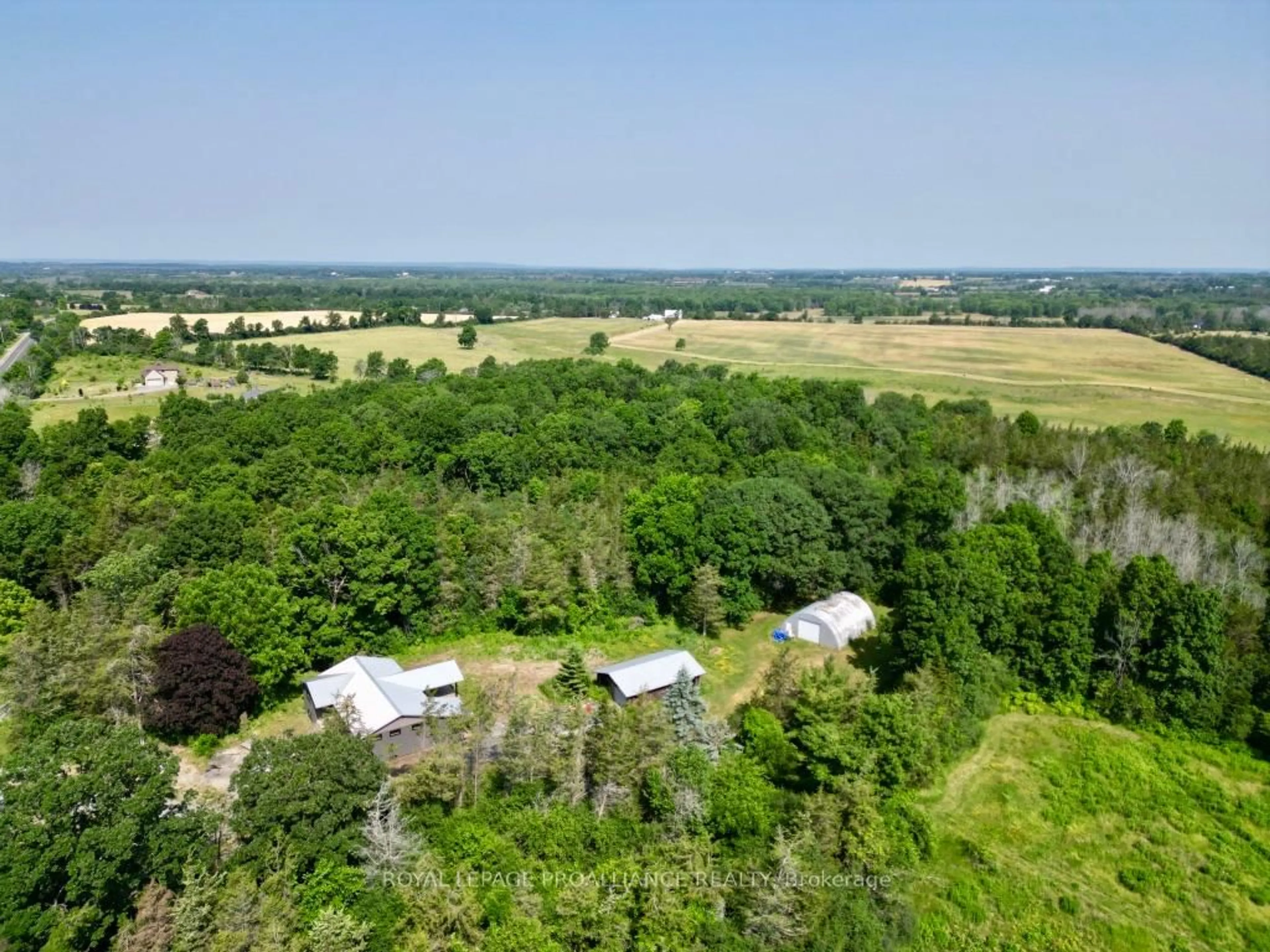 A pic from outside/outdoor area/front of a property/back of a property/a pic from drone, forest/trees view for 3628 County Road 1, Prince Edward County Ontario K7G 2V6