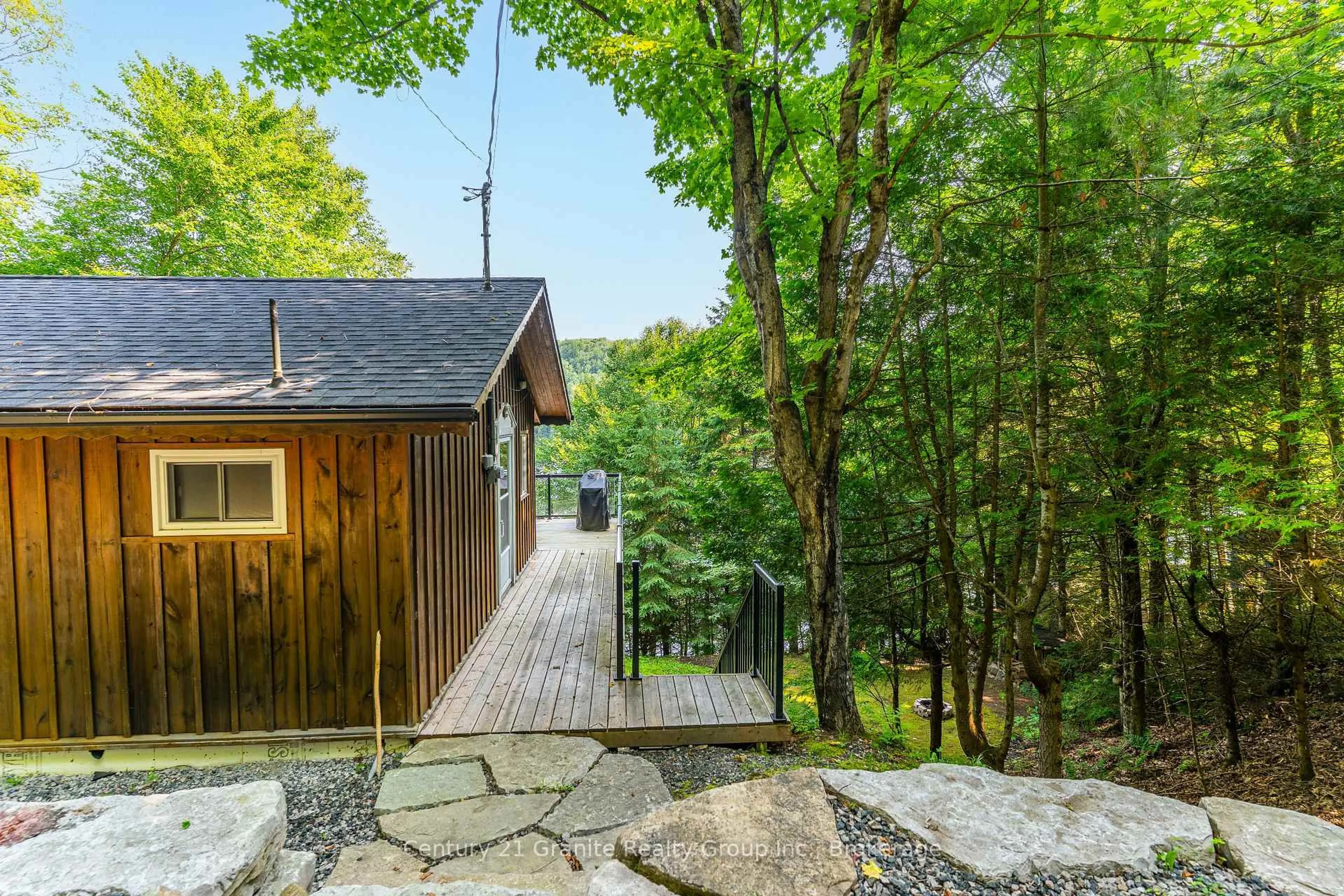 Patio, forest/trees view for 1225 Rowbotham Lane, Highlands East Ontario K0L 2Y0