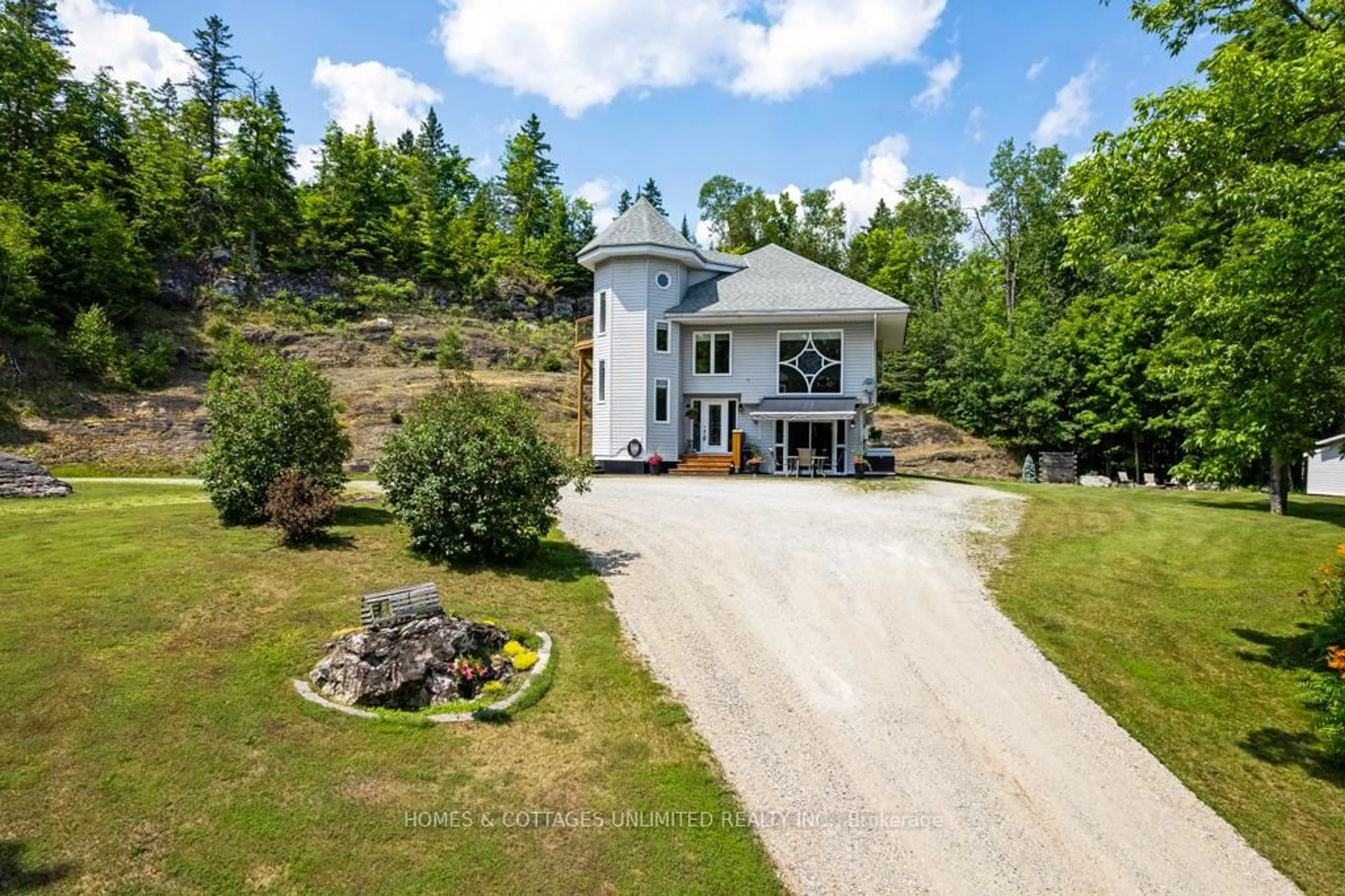A pic from outside/outdoor area/front of a property/back of a property/a pic from drone, water/lake/river/ocean view for 9537 509 Highway, Ompah Ontario K0H 2J0