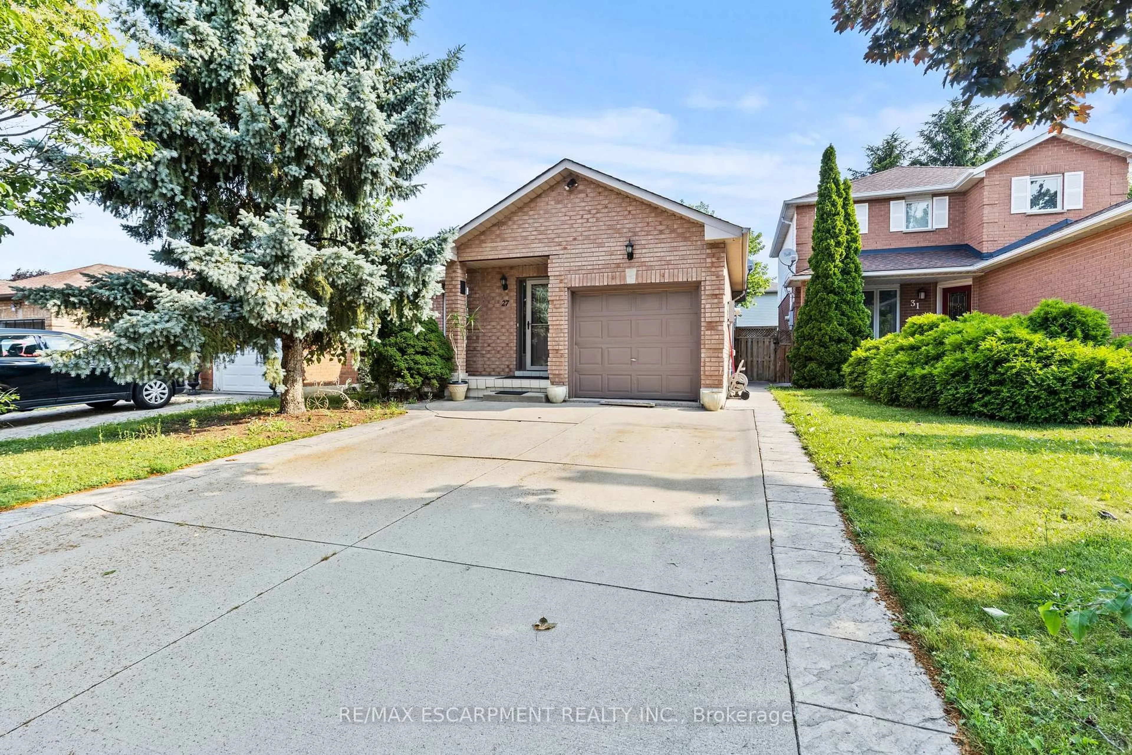 Home with brick exterior material, street for 27 Cartier Cres, Hamilton Ontario L8W 3L8