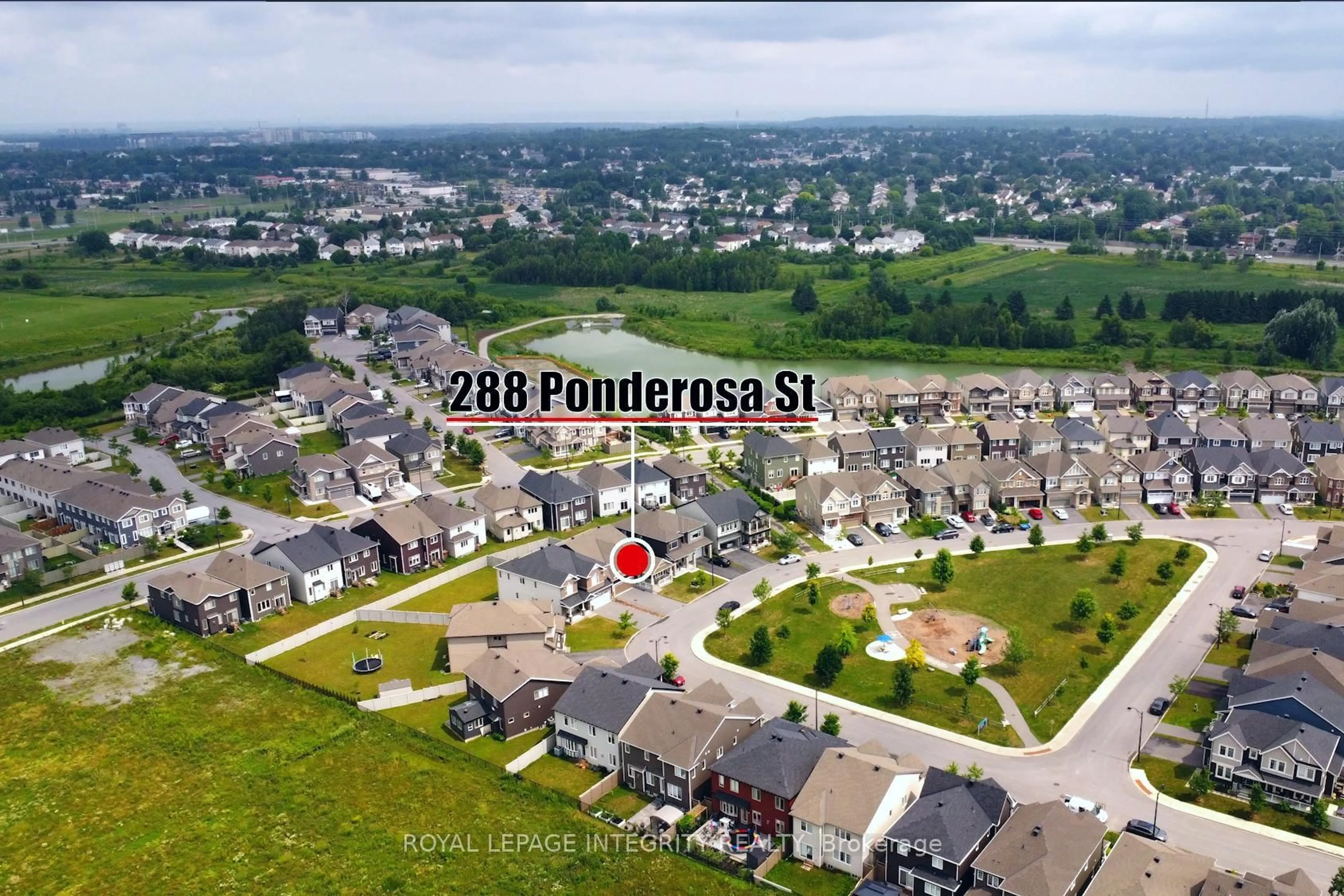 A pic from outside/outdoor area/front of a property/back of a property/a pic from drone, street for 288 Ponderosa St, Ottawa Ontario K2V 0N4