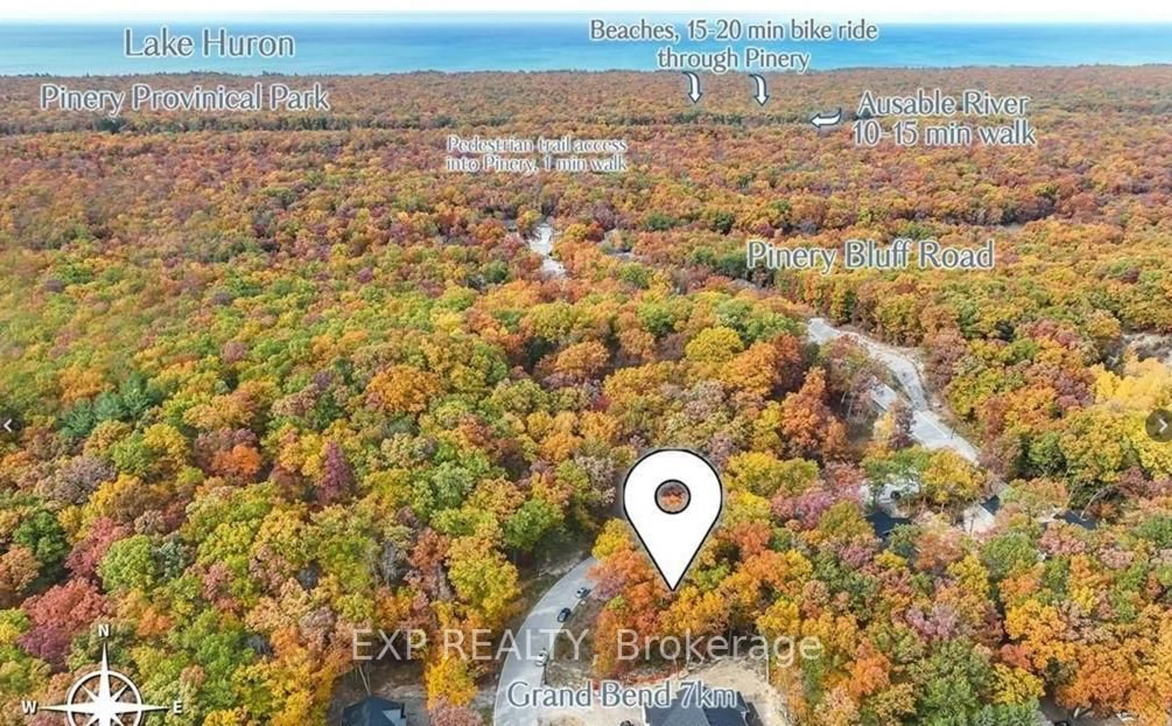 A pic from outside/outdoor area/front of a property/back of a property/a pic from drone, water/lake/river/ocean view for 10099 Pinery Bluffs Rd, Lambton Shores Ontario N0M 1T0