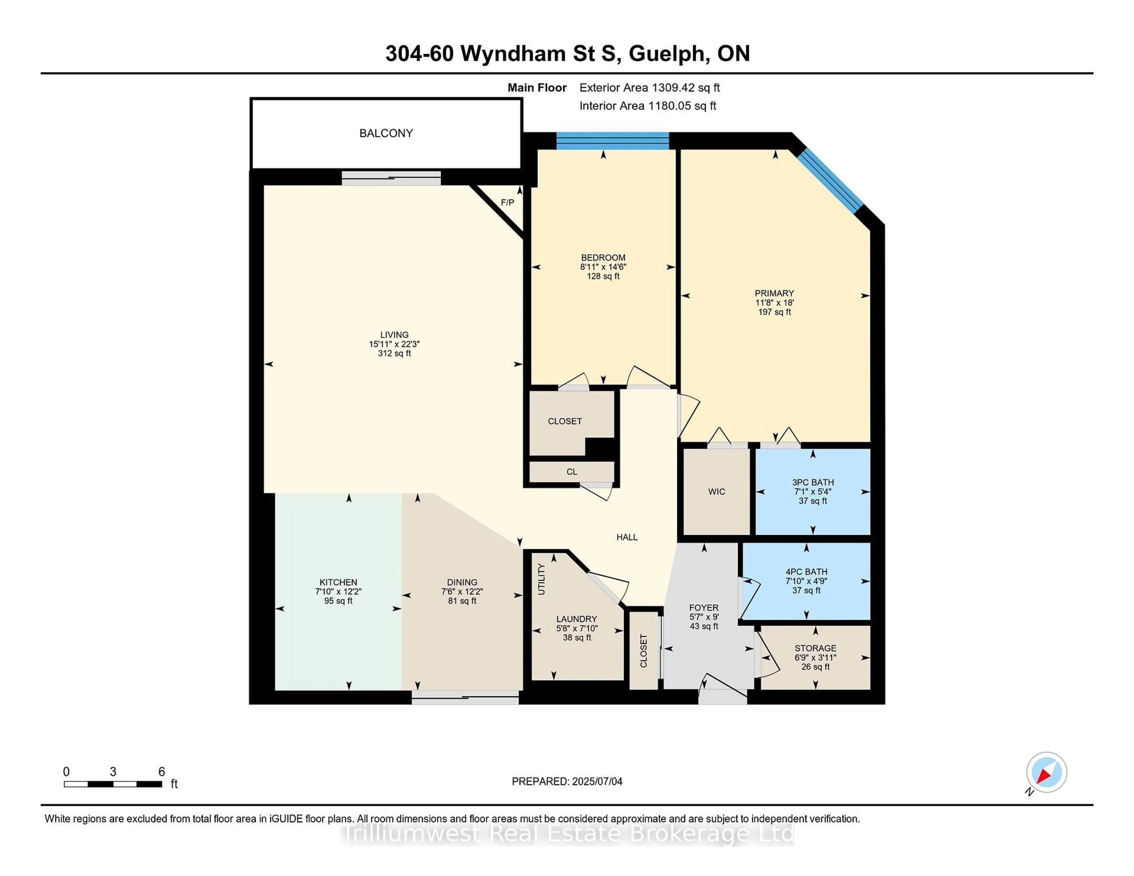 Floor plan for 304 - 60 Wyndham St, Guelph Ontario N1E 7H7