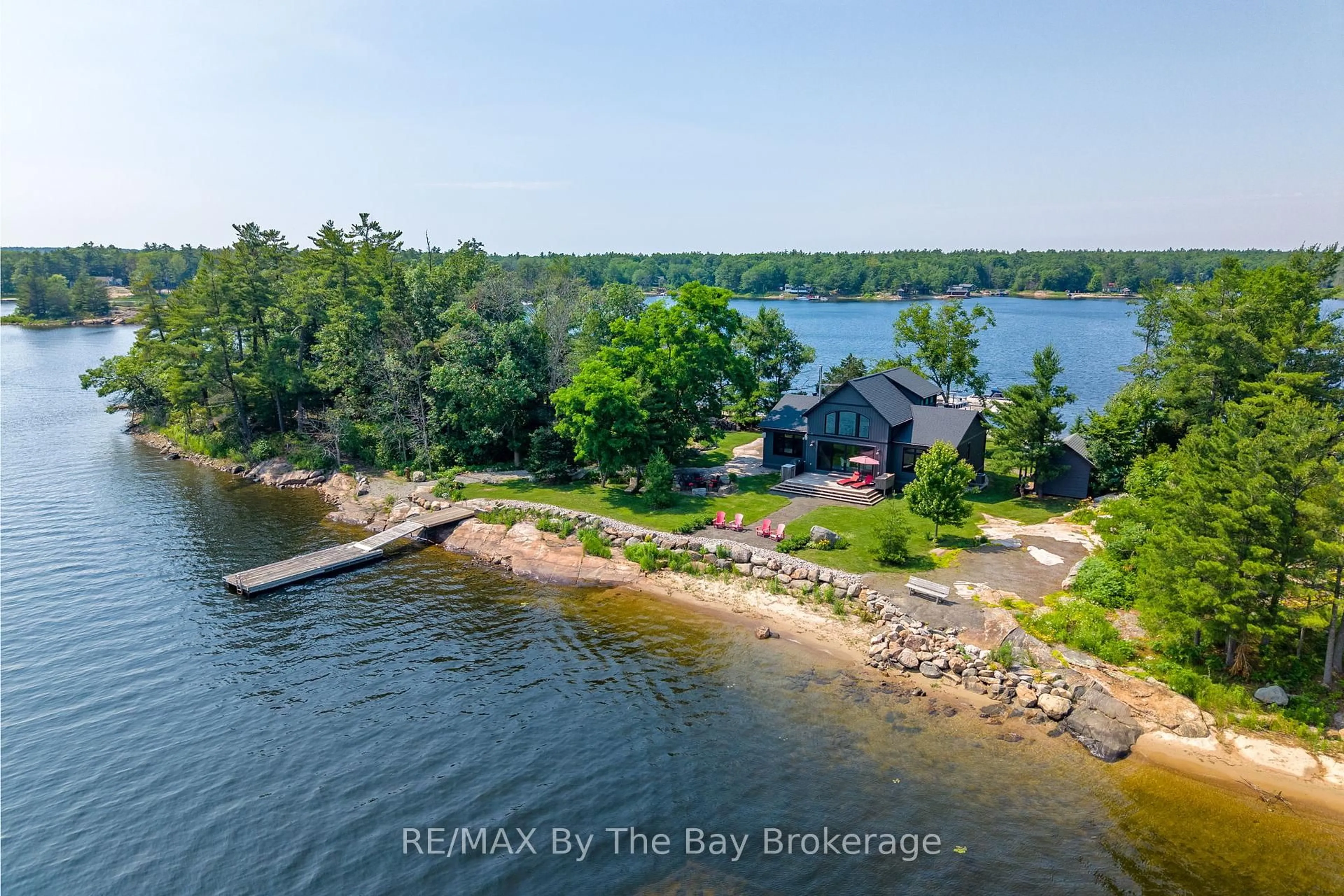 A pic from outside/outdoor area/front of a property/back of a property/a pic from drone, water/lake/river/ocean view for 4 Island 800, Georgian Bay Ontario P0E 1E0