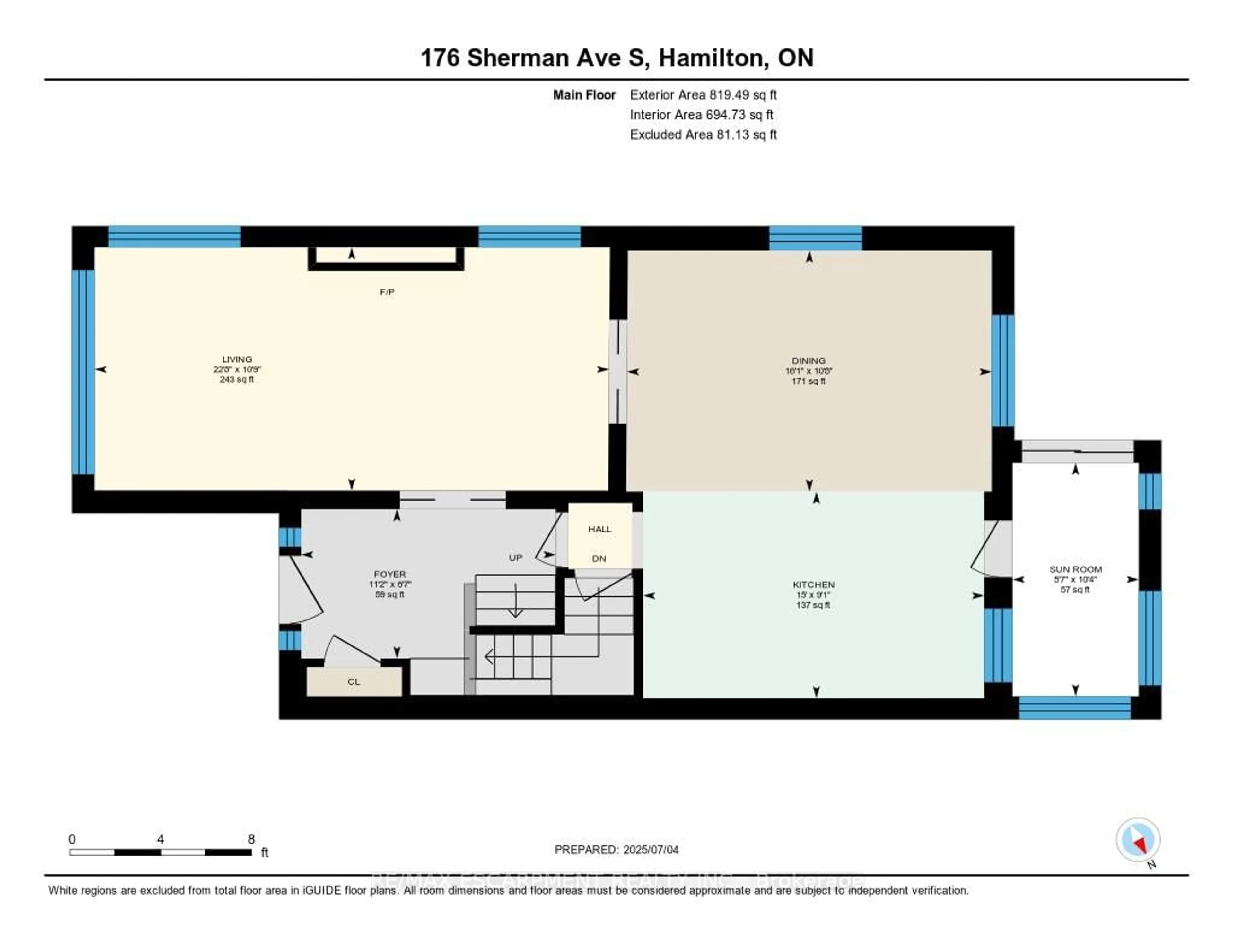 Floor plan for 176 Sherman Ave, Hamilton Ontario L8M 2P9