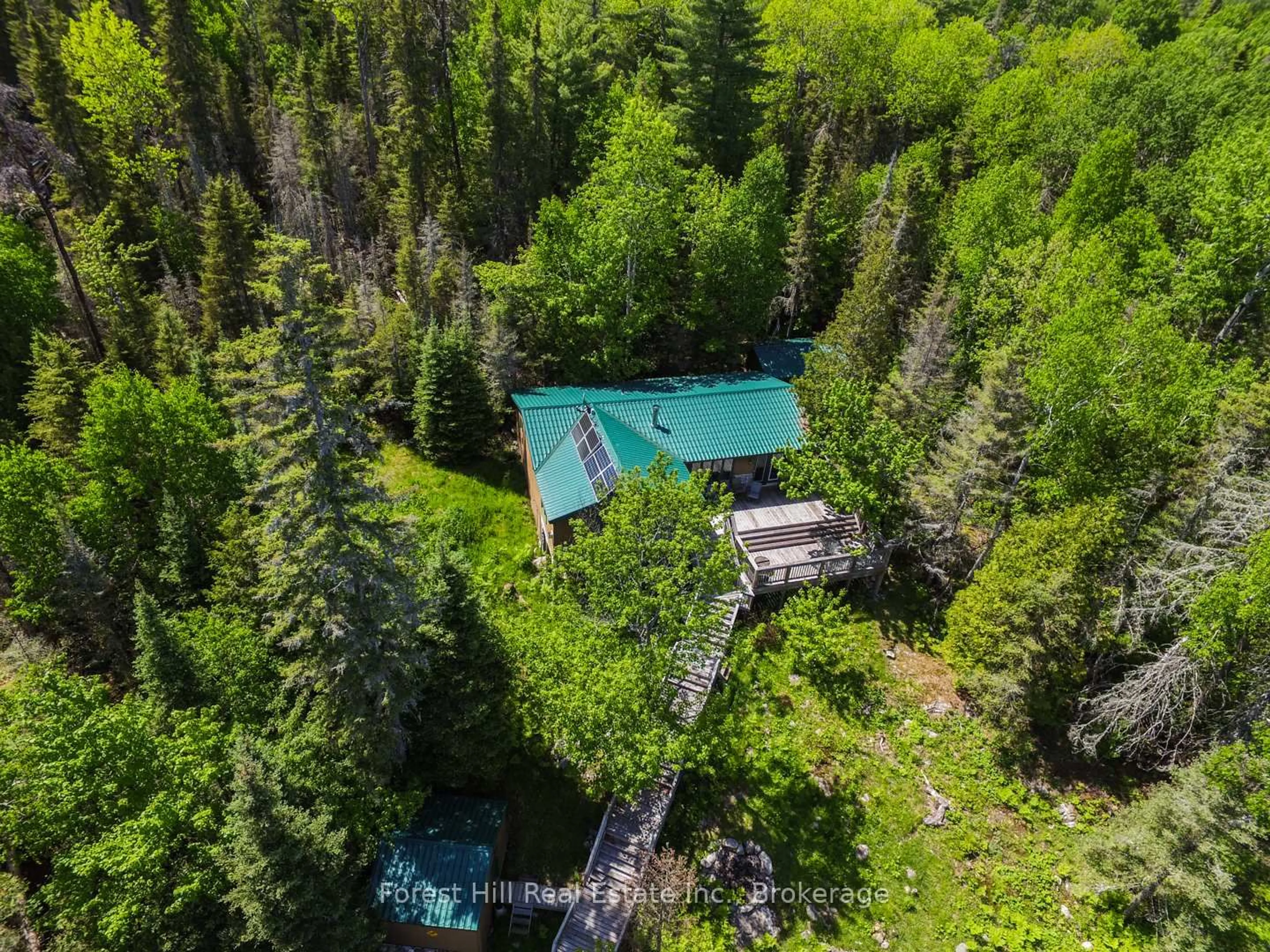 A pic from outside/outdoor area/front of a property/back of a property/a pic from drone, forest/trees view for 10365 RABBIT, Temagami Ontario P0H 2H0