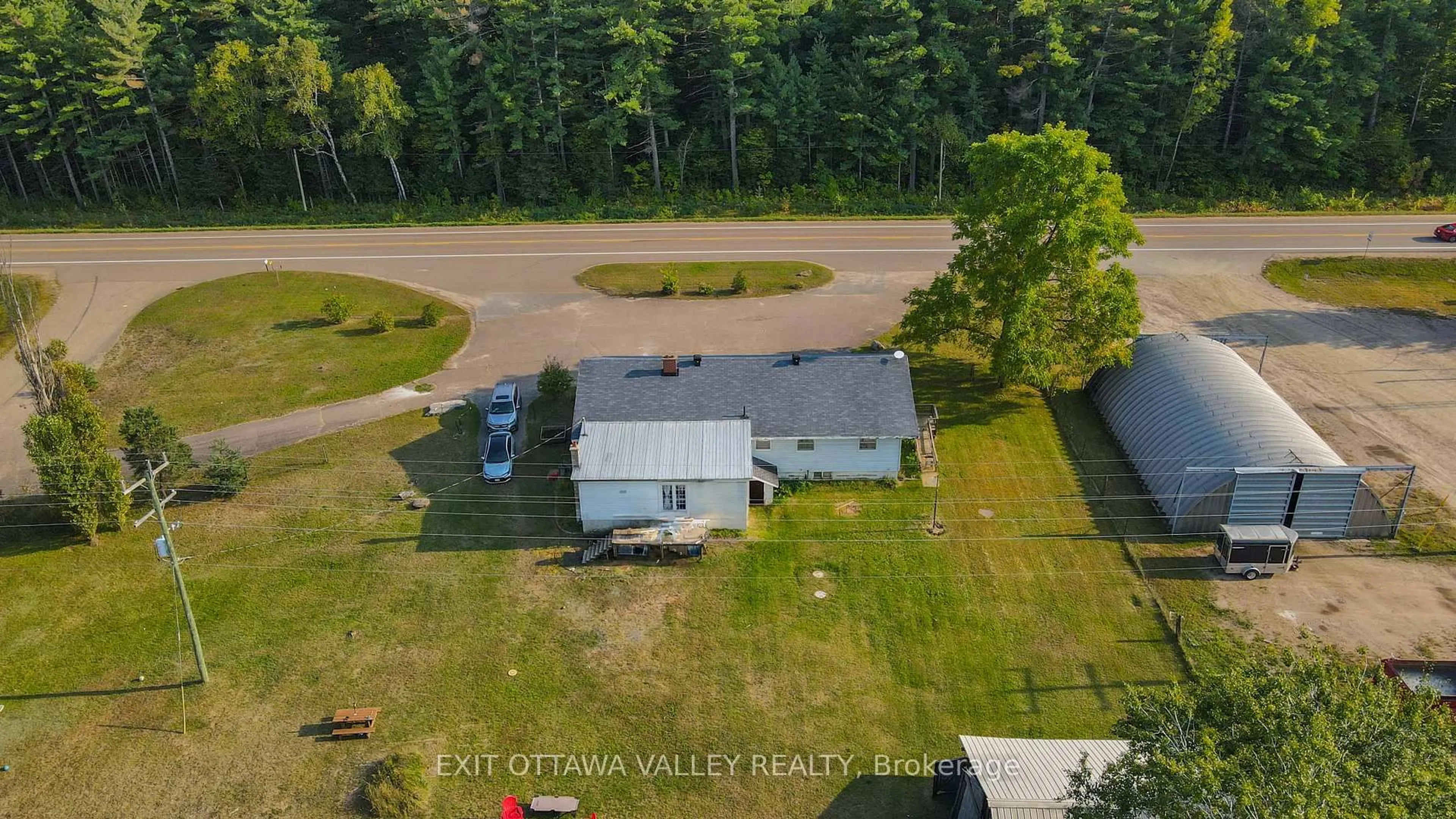 A pic from outside/outdoor area/front of a property/back of a property/a pic from drone, water/lake/river/ocean view for 16358 Highway 60 Highway, Killaloe Ontario K0J 2A0