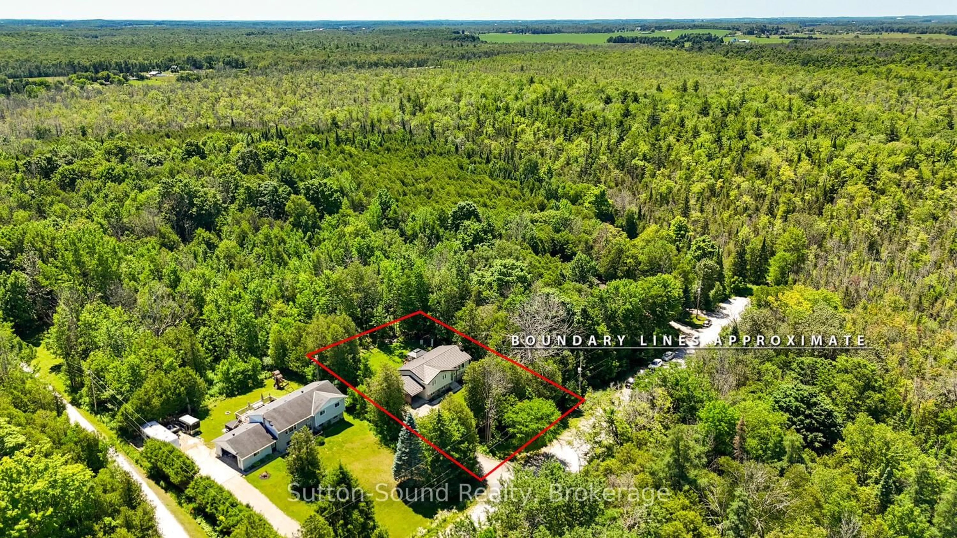 A pic from outside/outdoor area/front of a property/back of a property/a pic from drone, forest/trees view for 222416 Derby Keppel Tline Townline, Georgian Bluffs Ontario N4K 5N7