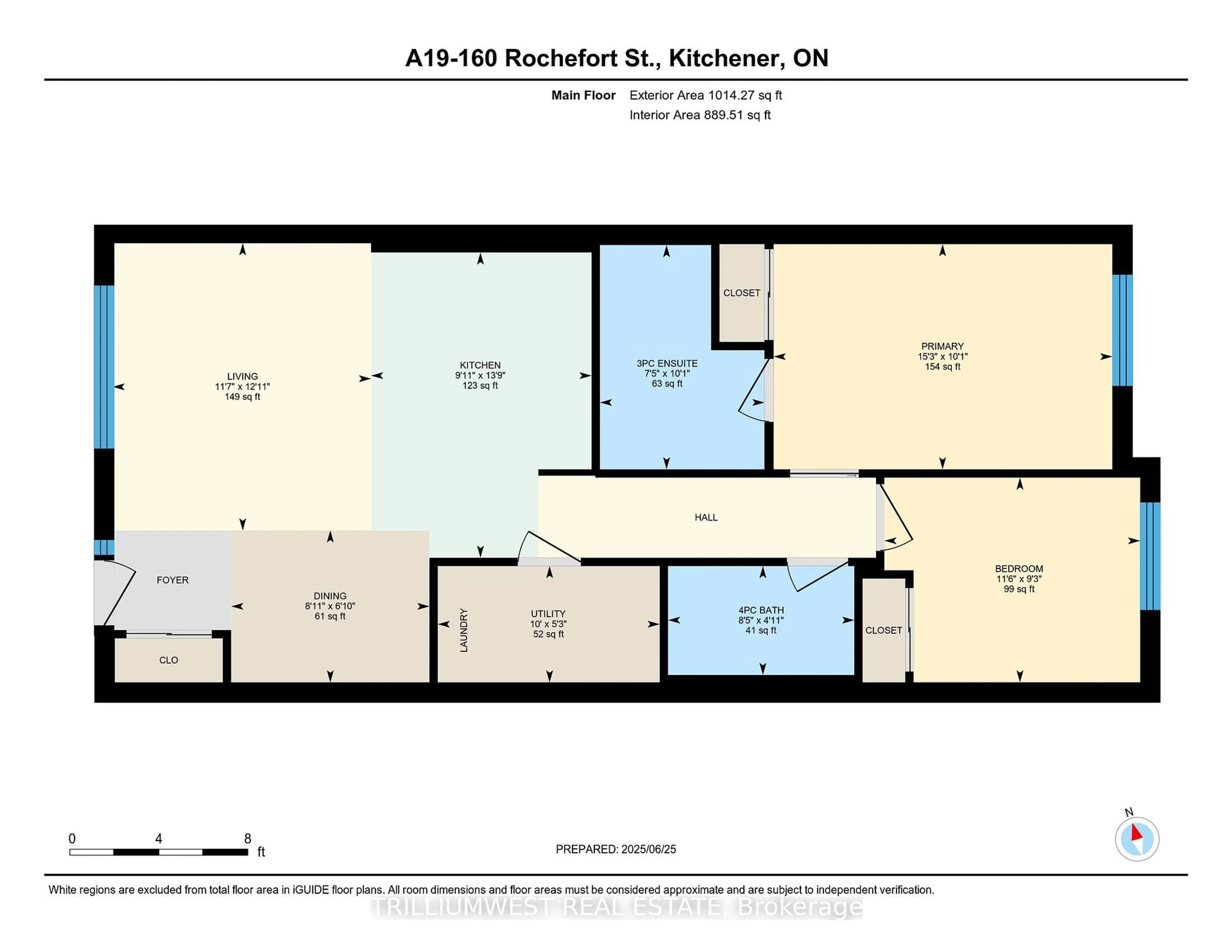 Floor plan for 160 Rochefort St #A19 (90), Kitchener Ontario N2R 0P5
