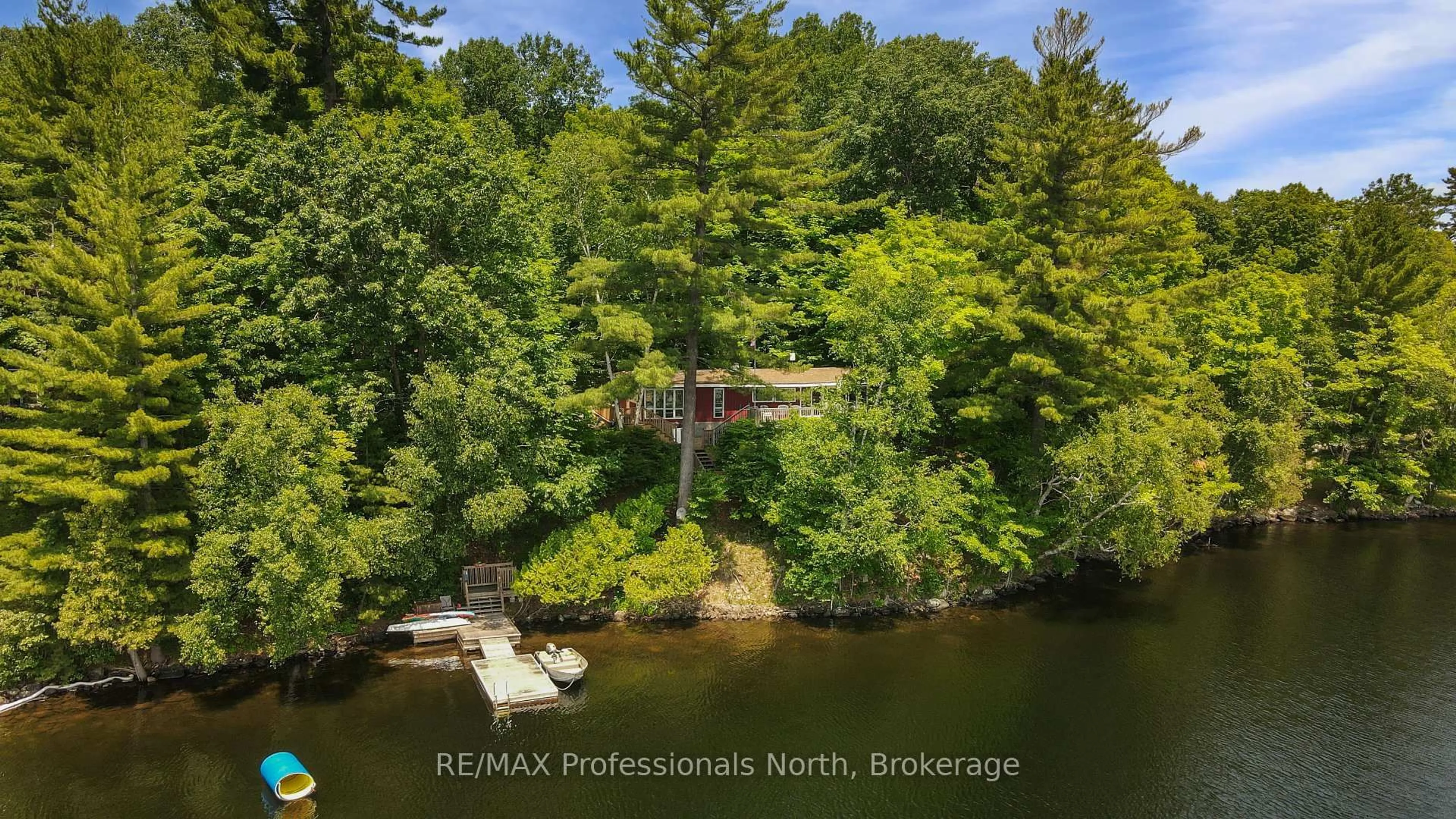 A pic from outside/outdoor area/front of a property/back of a property/a pic from drone, water/lake/river/ocean view for 1089 Autumn Lane, Dysart et al Ontario K0M 1S0