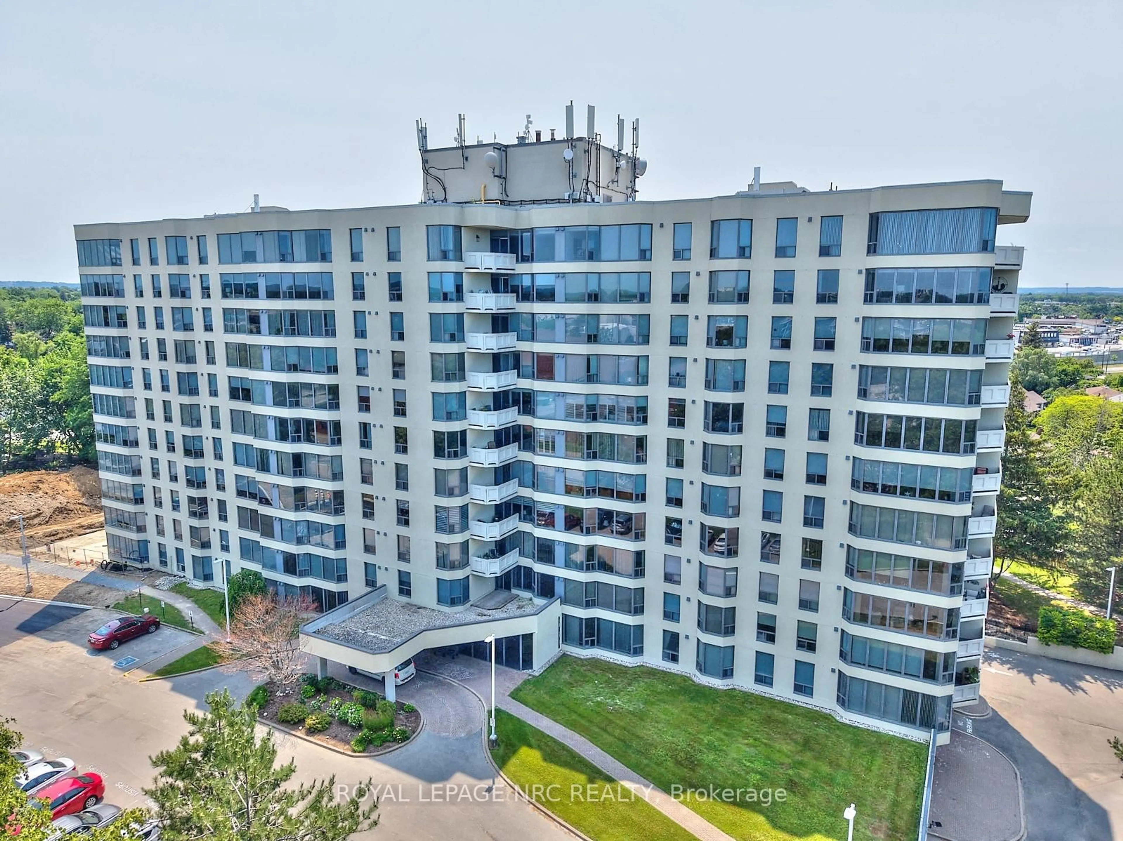 A pic from outside/outdoor area/front of a property/back of a property/a pic from drone, city buildings view from balcony for 81 Scott St #1011, St. Catharines Ontario L2N 7L5