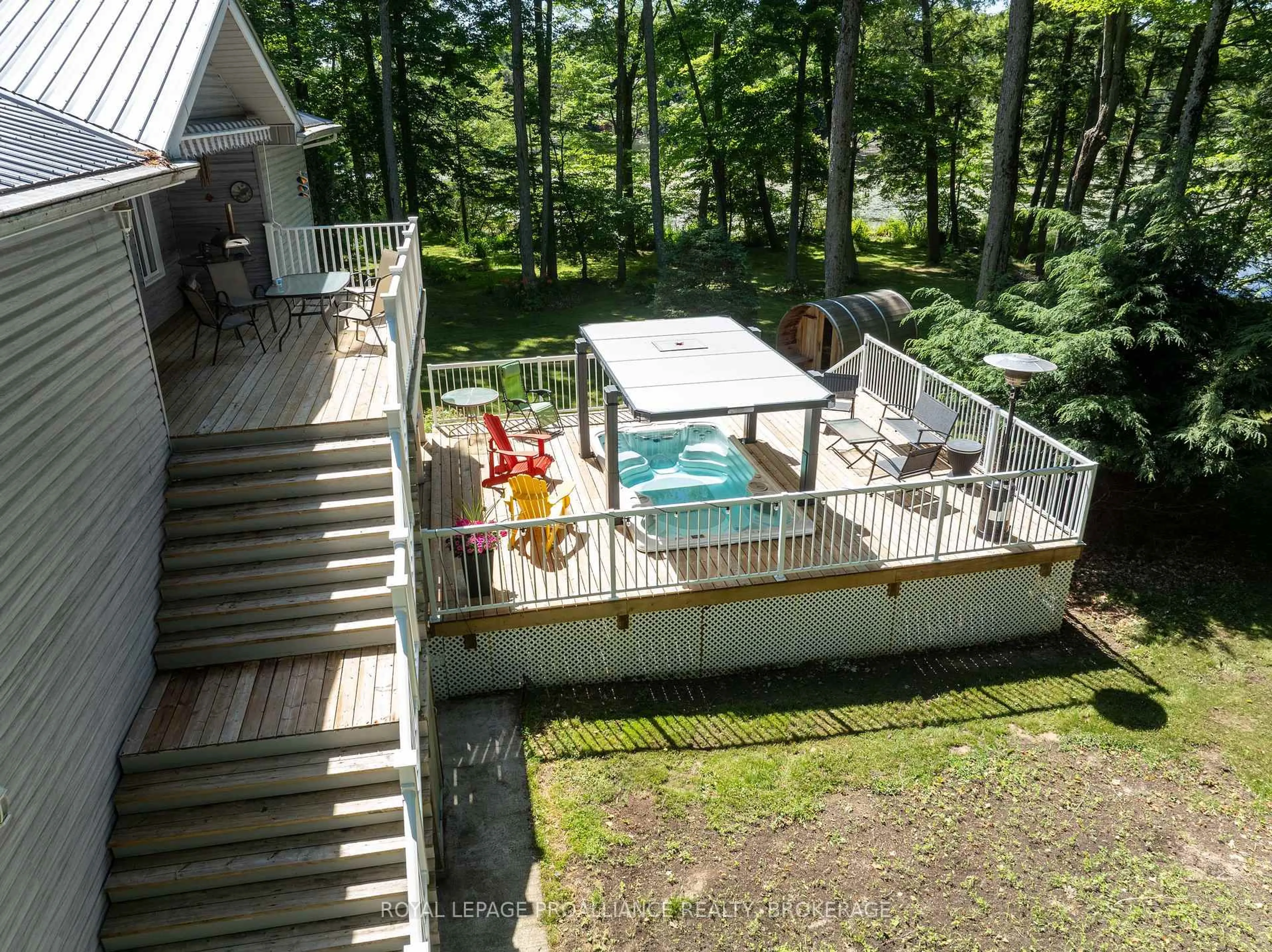 A pic from outside/outdoor area/front of a property/back of a property/a pic from drone, water/lake/river/ocean view for 111 Sugarhouse Lane, Rideau Lakes Ontario K0G 1X0