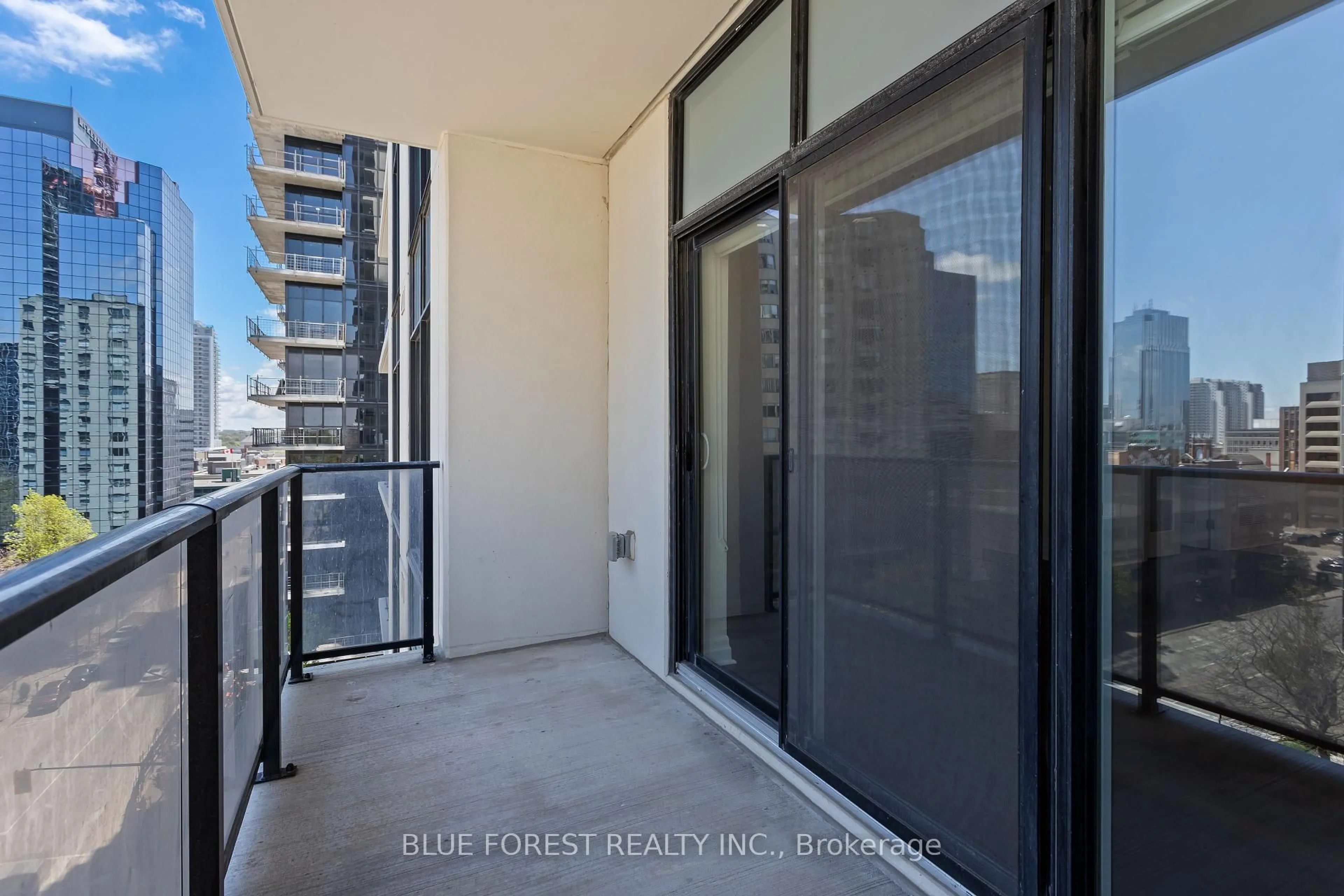 Balcony in the apartment, city buildings view from balcony for 505 Talbot St #806, London East Ontario N6A 2S6