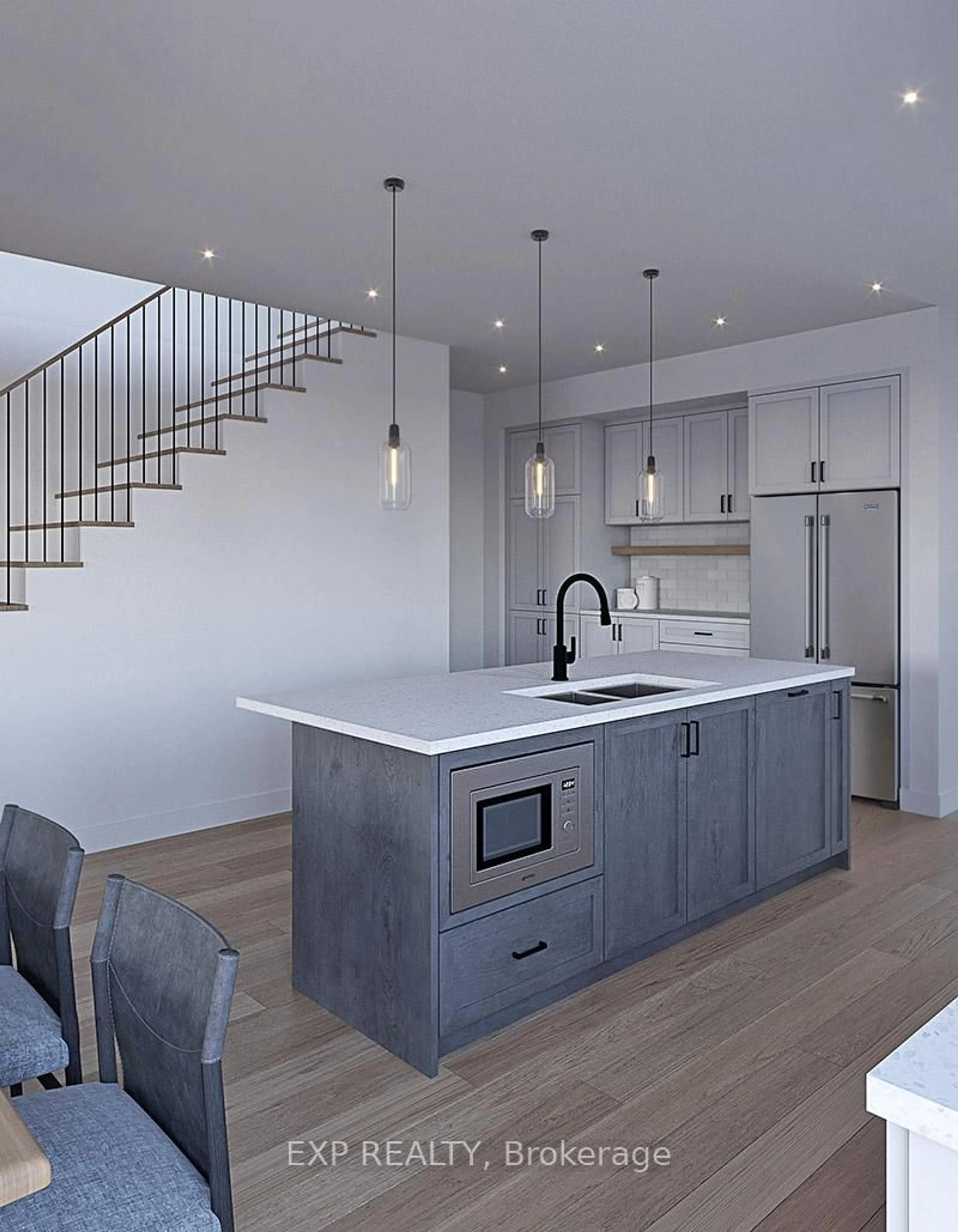 Open concept kitchen, cement floor for 152 Orr Farm Way, Ottawa Ontario K2K 1X7
