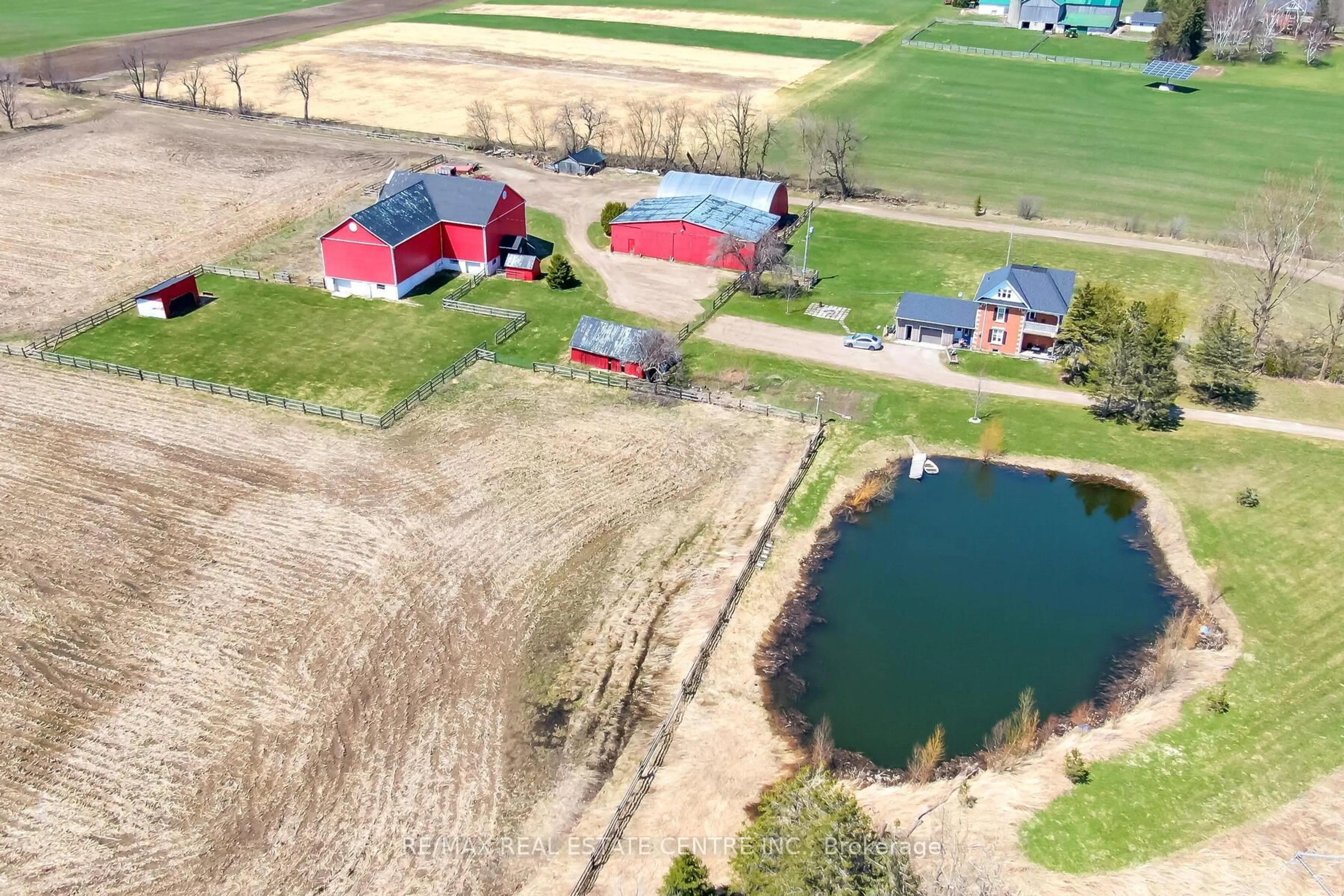 A pic from outside/outdoor area/front of a property/back of a property/a pic from drone, water/lake/river/ocean view for 475056 County Rd 11 Rd, Amaranth Ontario L0N 1S5