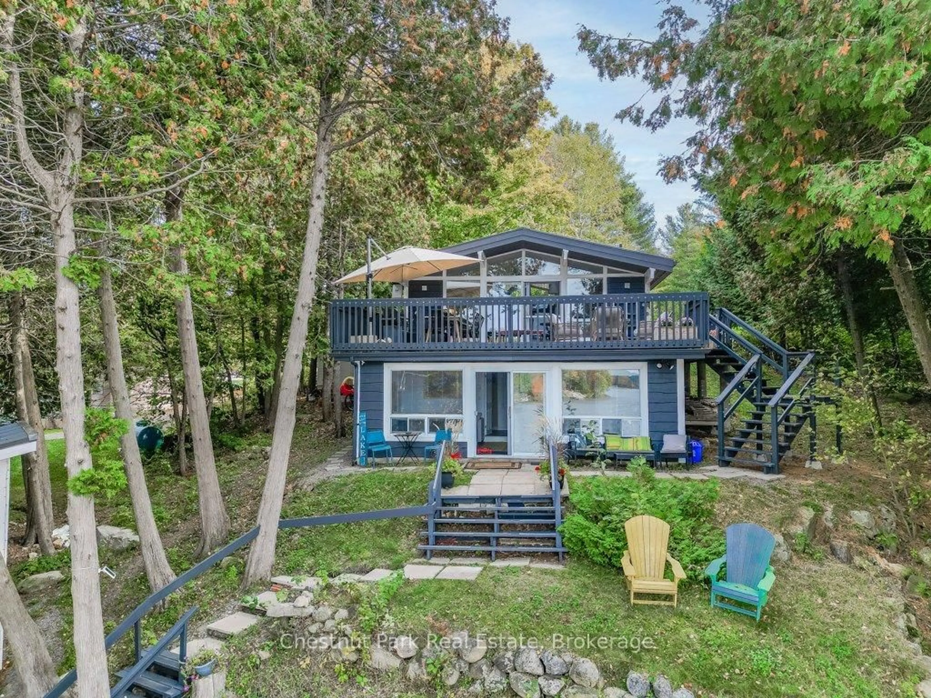 A pic from outside/outdoor area/front of a property/back of a property/a pic from drone, water/lake/river/ocean view for 1140 Cowan Park Rd #8, Muskoka Lakes Ontario P0B 1M0