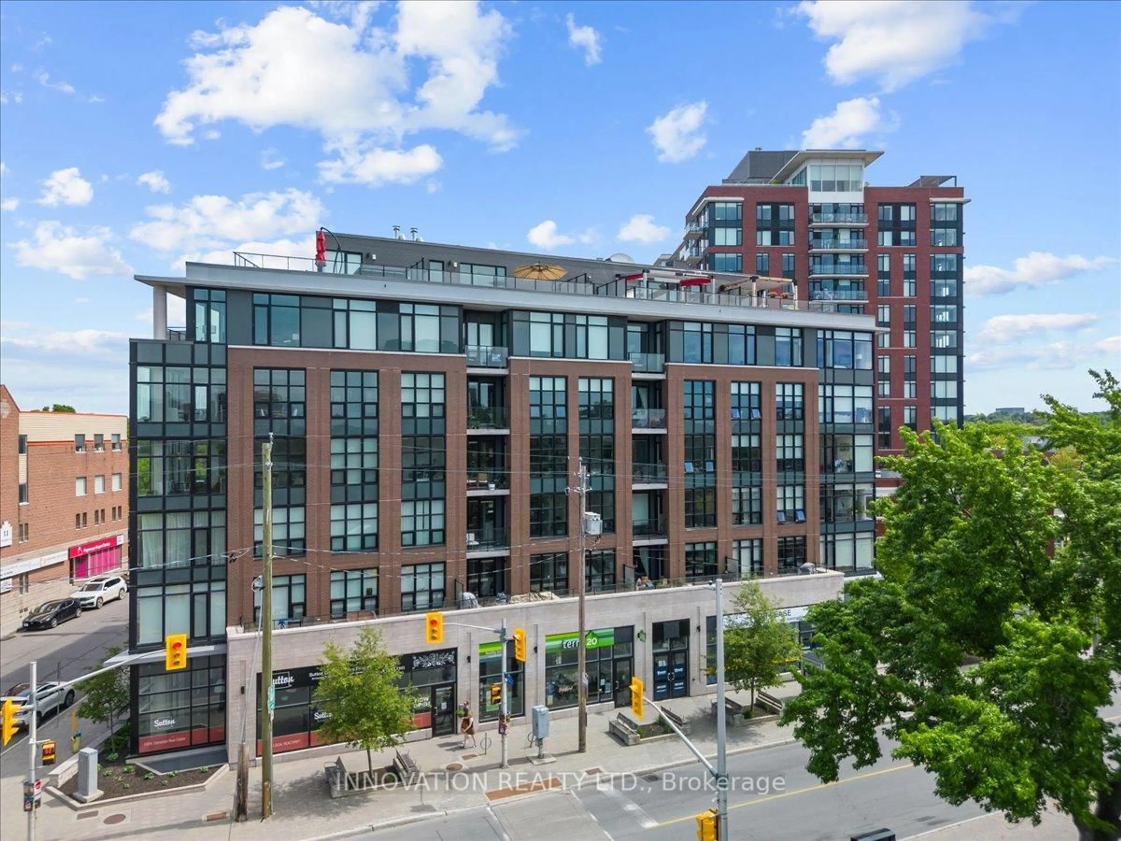 A pic from outside/outdoor area/front of a property/back of a property/a pic from drone, city buildings view from balcony for 10 Rosemount Ave #410, Ottawa Ontario K1Y 1P4