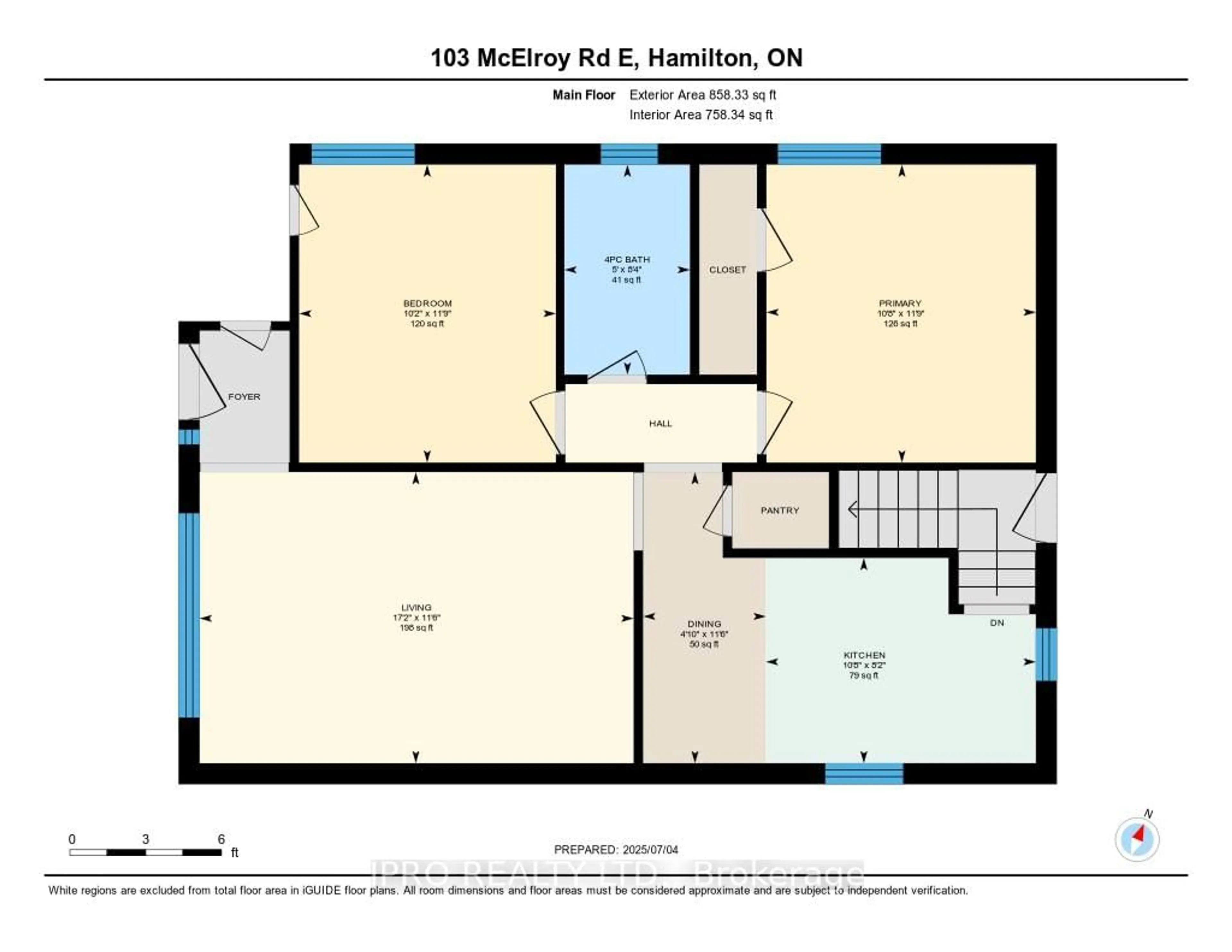 Floor plan for 103 McElroy Rd, Hamilton Ontario L9A 1Y7