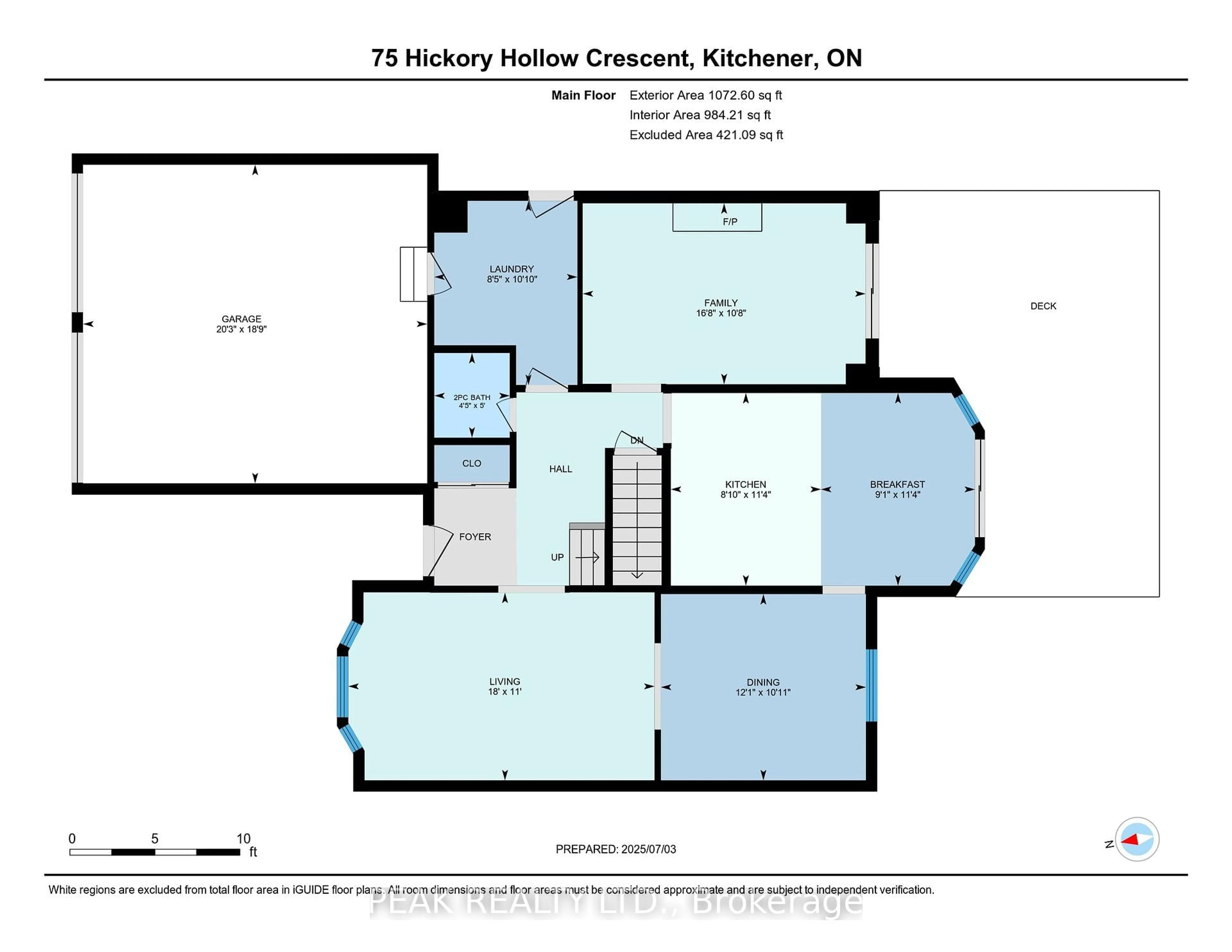 Floor plan for 75 Hickory Hollow Cres, Kitchener Ontario N2N 1X9